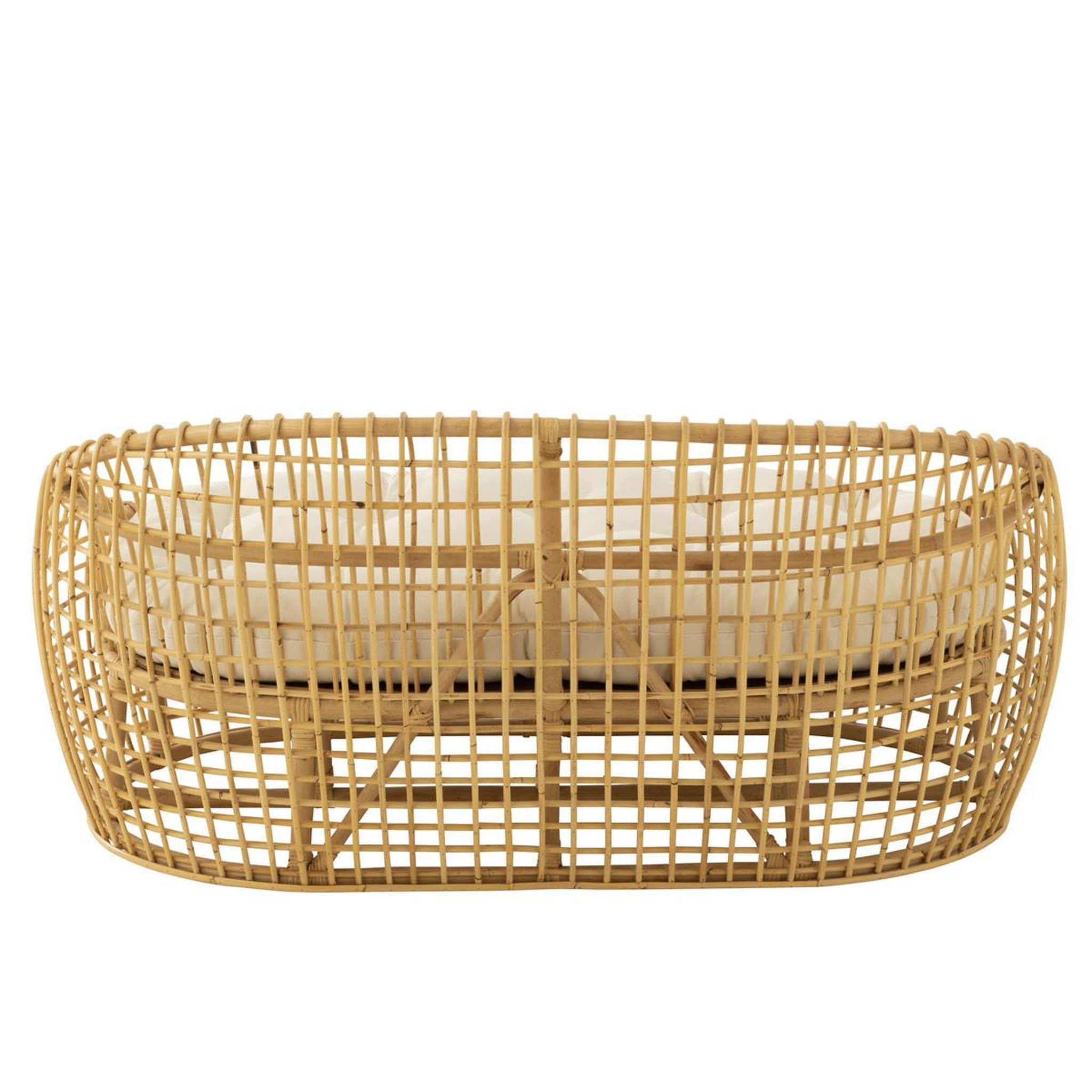 Voir la diapositive 4 : J-LINE Canapé 2 places rotin & coussin  lise  137cm naturel