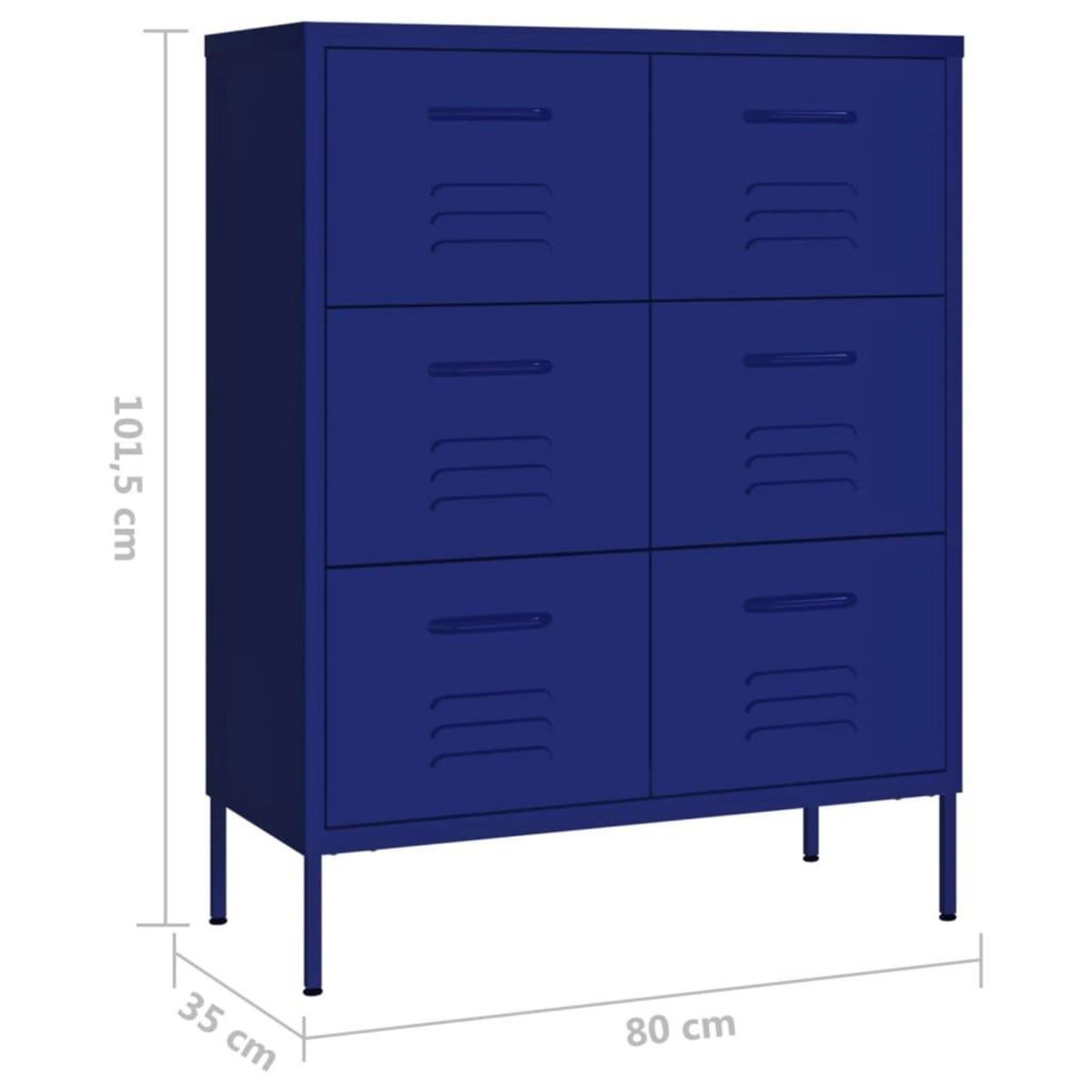 VIDAXL Armoire a tiroirs Bleu marine 80x35x101,5 cm Acier