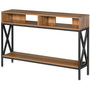 Voir la diapositive 1 : HOMCOM Table Console Table d'Entrée Industriel Multi-rangements 120 x 23,5 x 75 cm Bois Noyer