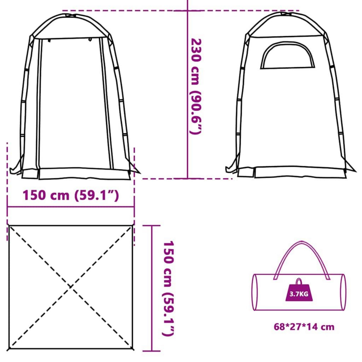 VIDAXL Tente de douche marron impermeable