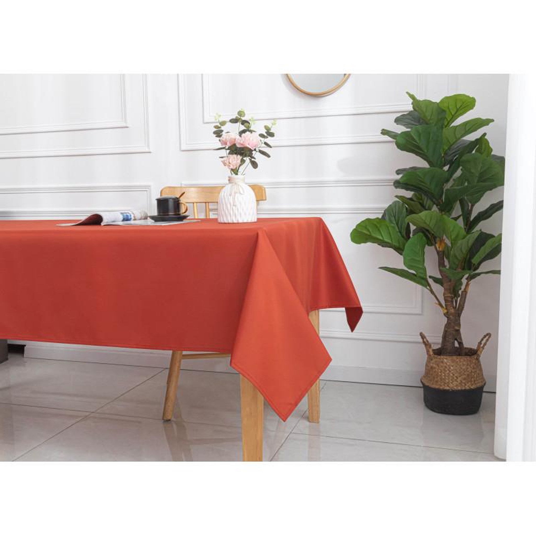 UNIVERS DECOR Nappe enduite avec traitement antitache terracotta rectangulaire 145 x 240 cm - terracotta -