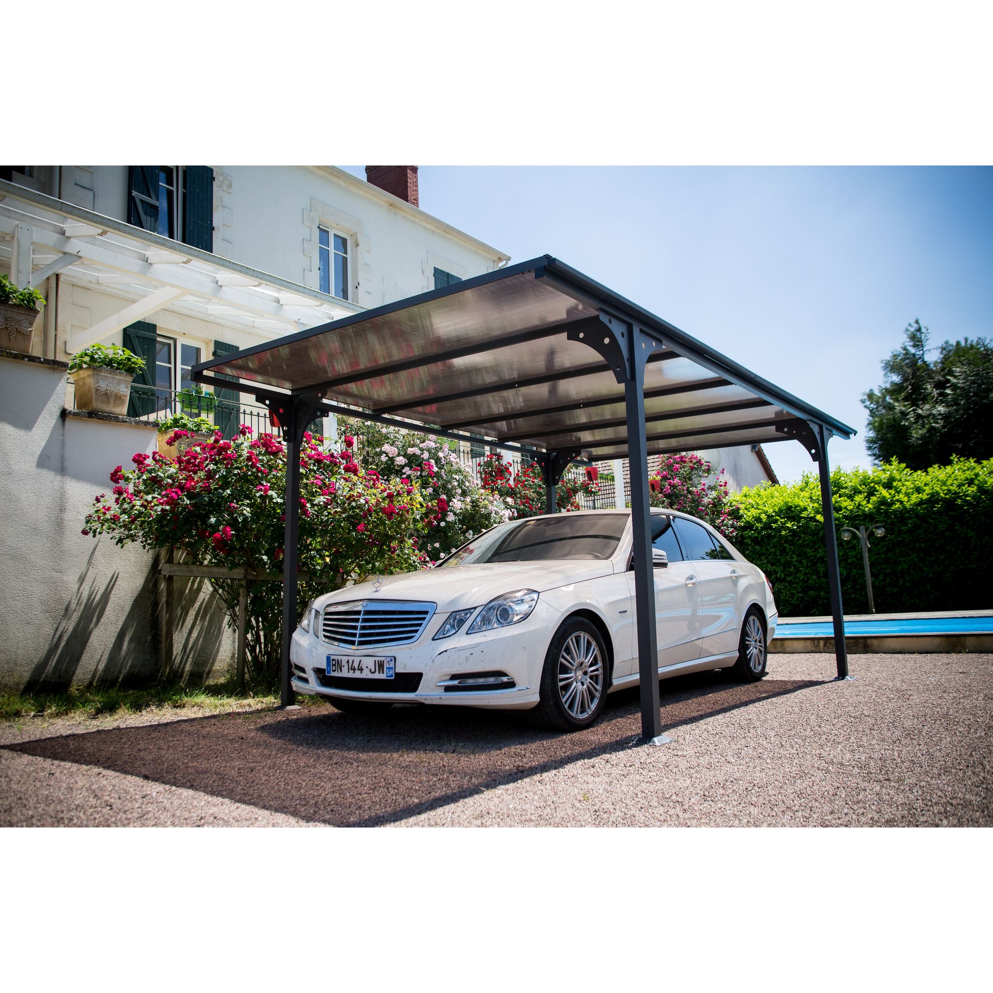 Carport Aluminium - Toit plat - Anthracite - 14,7 m² - SOMERSET