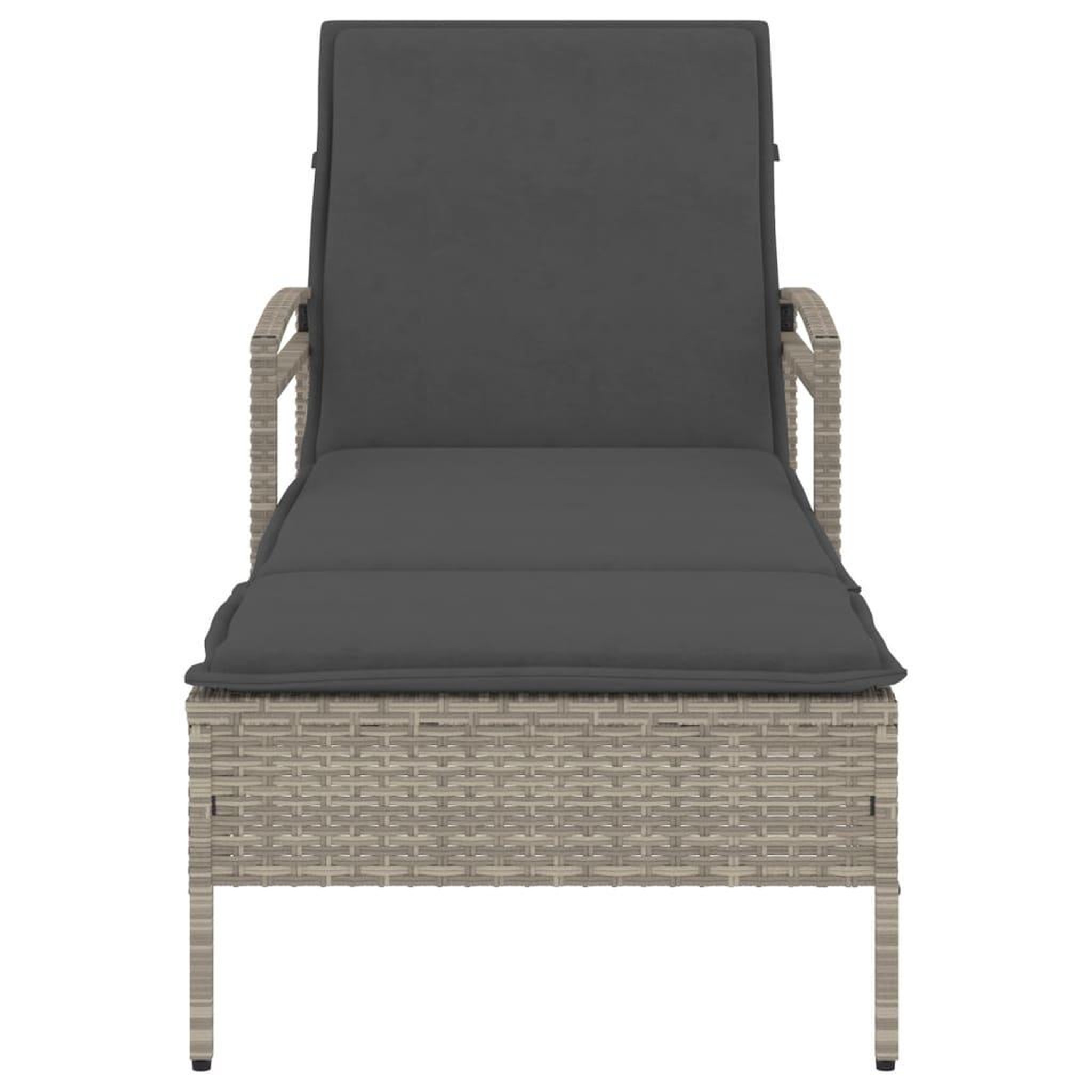 Voir la diapositive 4 : VIDAXL Chaise longue et coussin gris clair 63x200x81 cm resine tressee