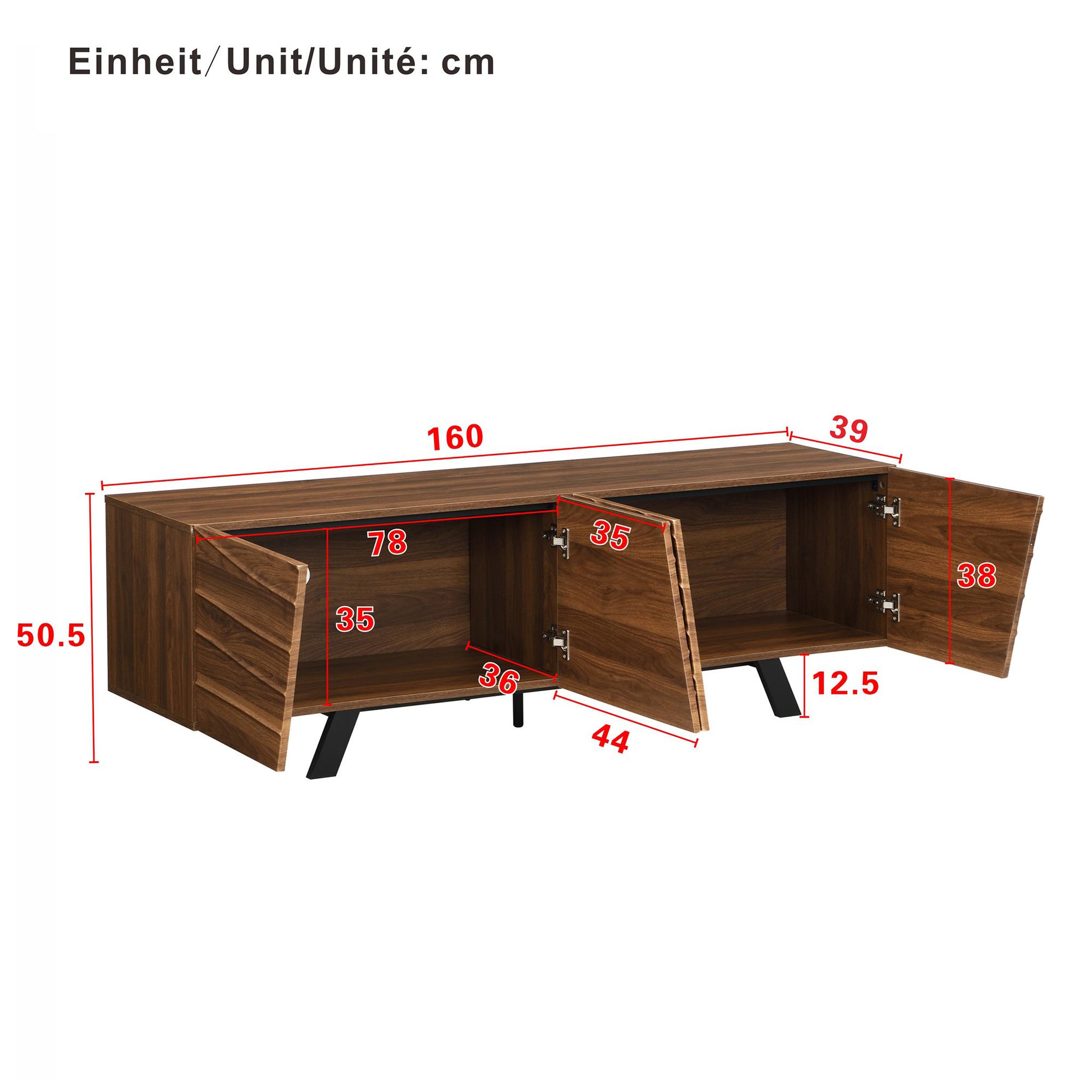 Voir la diapositive 3 : MERAX Meuble tv noyer 160 cm mdf