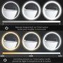 Voir la diapositive 5 : KLEANKIN Miroir rond lumineux LED de salle de bain Ø 80 cm mural avec éclairage 3 couleurs interrupteur tactile système antibuée 46W blanc argent