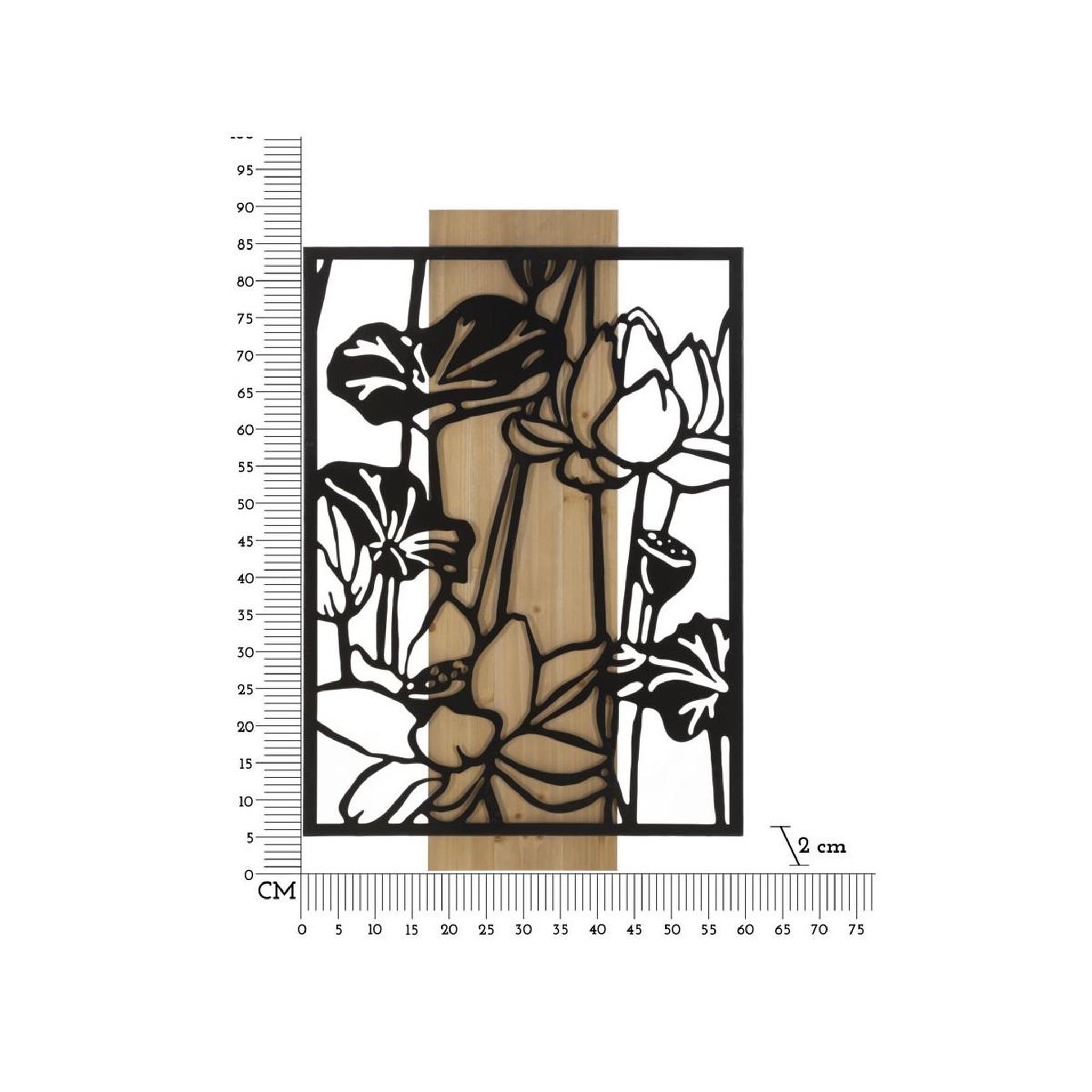 Voir la diapositive 6 : Paris Prix Décoration murale encadrée  lotus  90cm noir & naturel