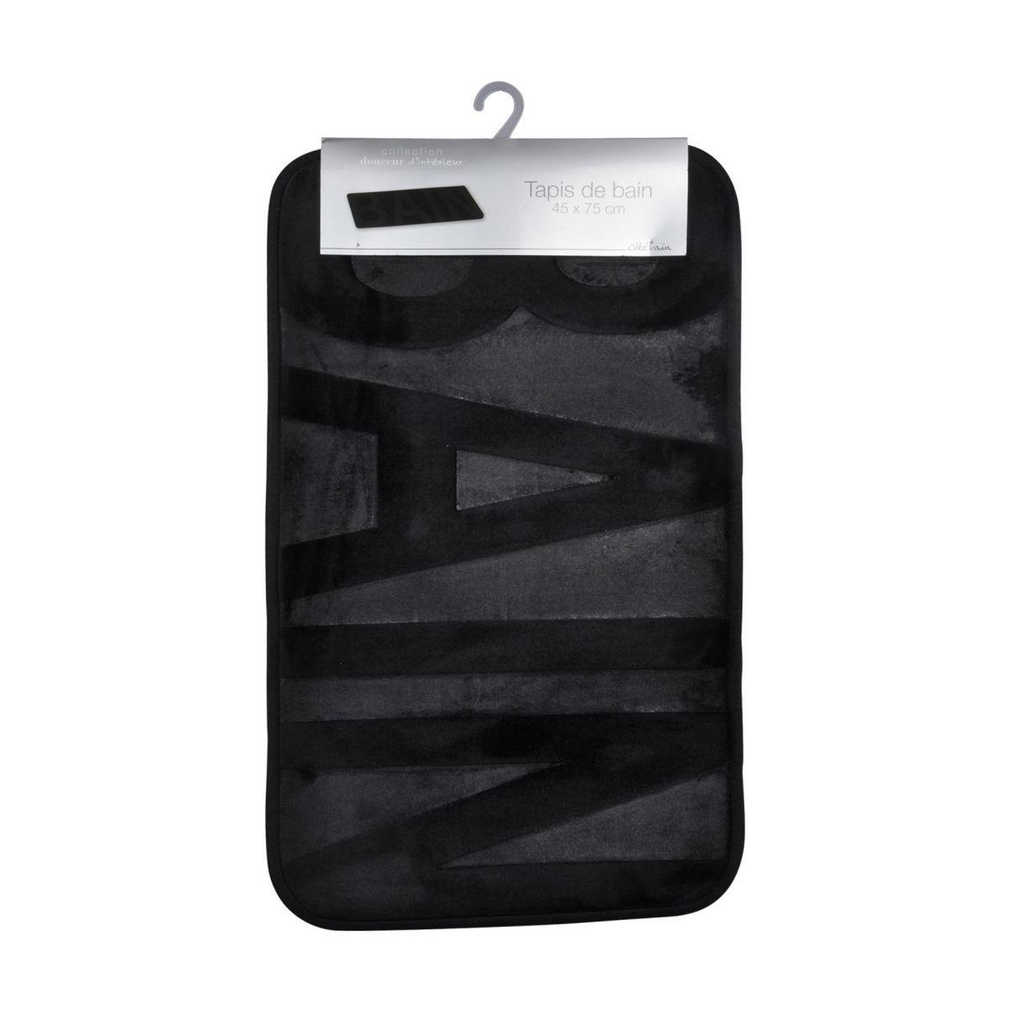 Voir la diapositive 3 : Douceur d'Intérieur Tapis de bain microfibre  relief  45x75cm noir