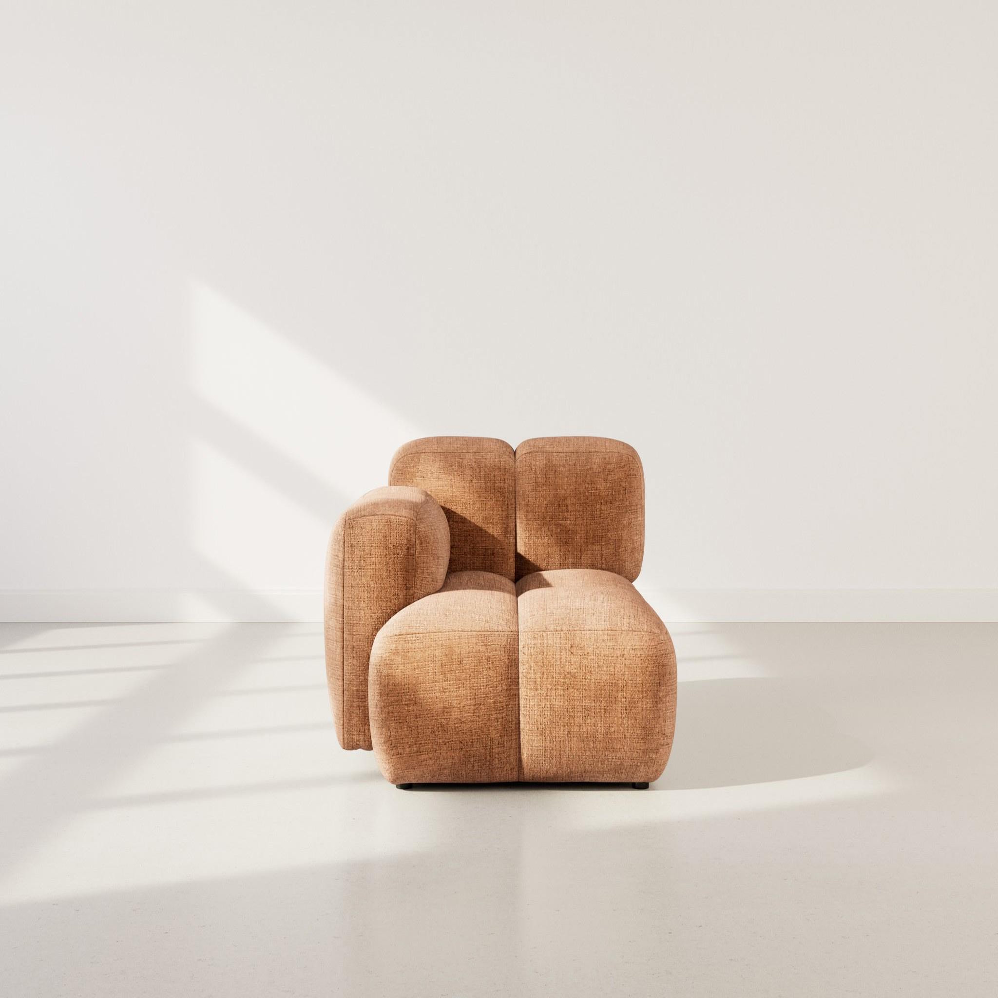 Voir la diapositive 2 : LISA DESIGN Grace - module d'assise gauche en velours texturé