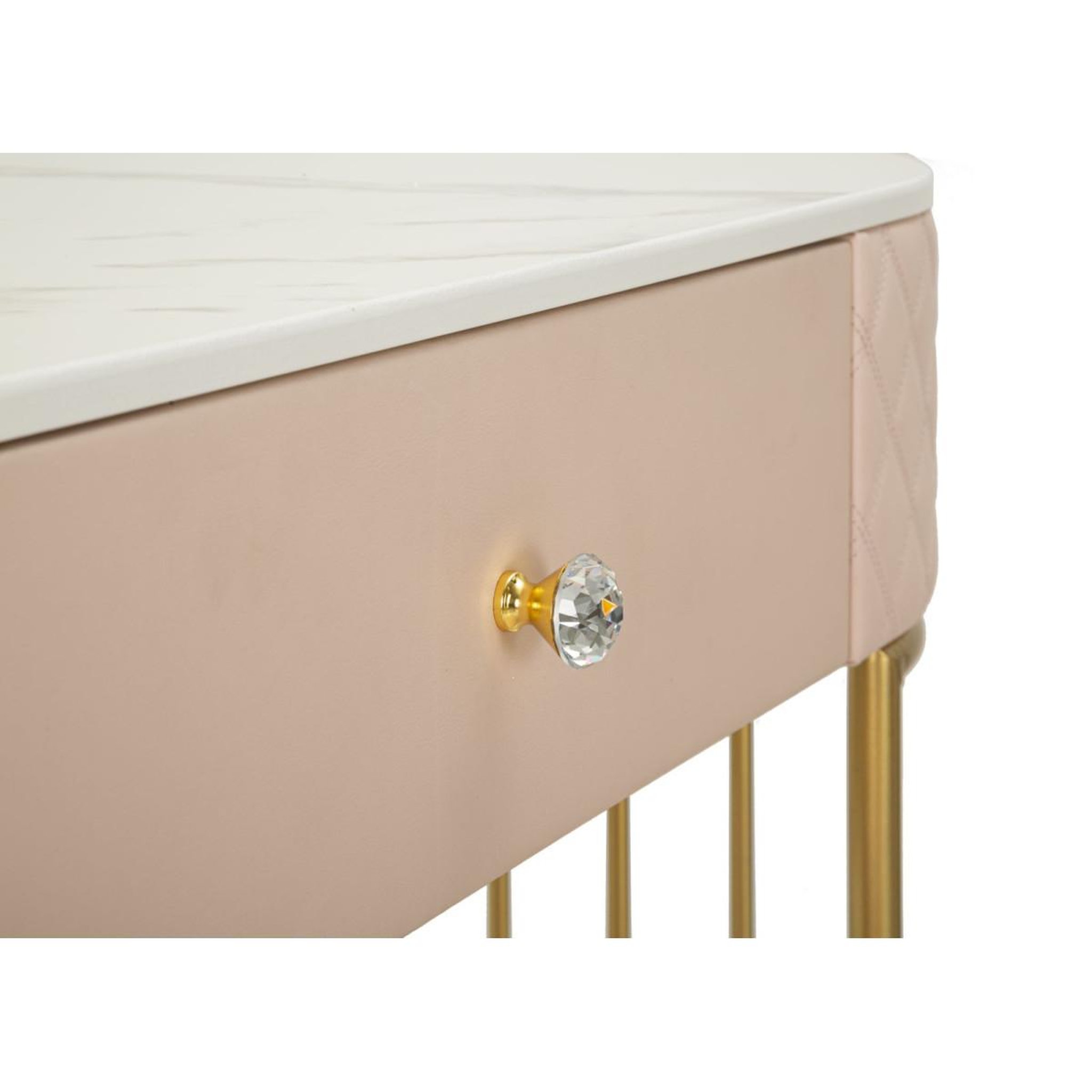 Voir la diapositive 5 : Paris Prix Coiffeuse avec pouf effet marbre  sharon  120 rose & or