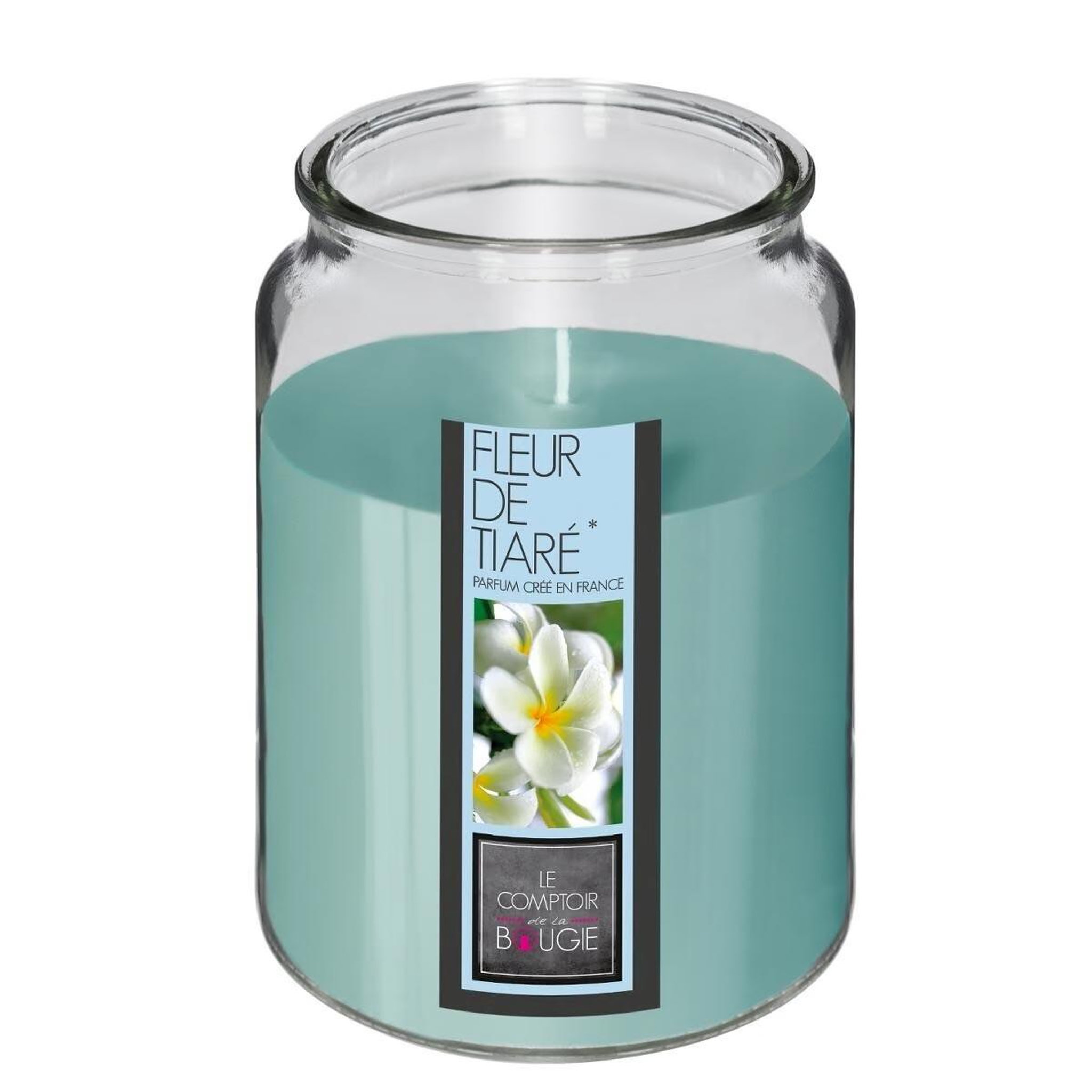 Voir la diapositive 2 : COMPTOIR DE LA BOUGIE Bougie Parfumée en Verre  Couvercle  510g Fleur Tiaré