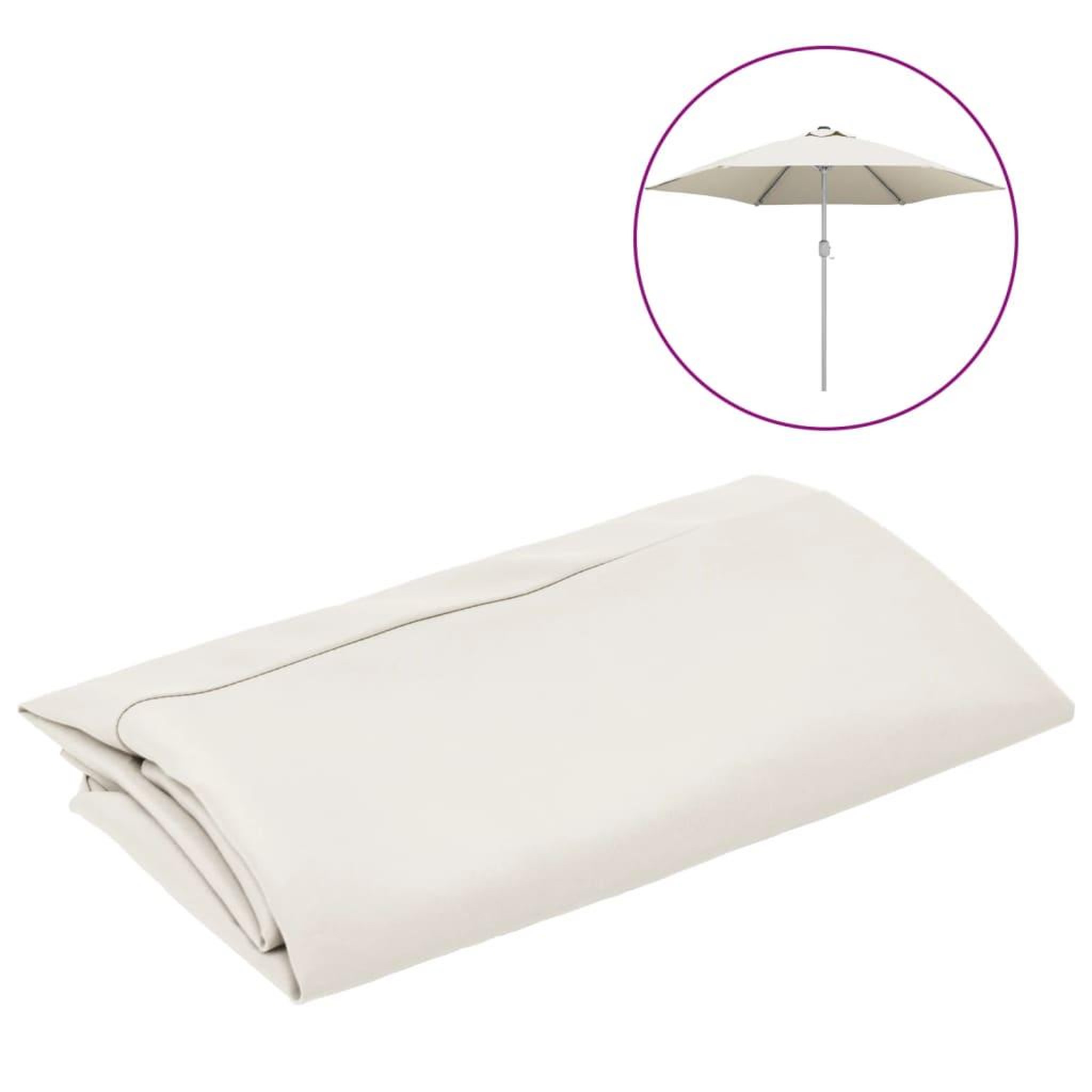 Voir la diapositive 2 : VIDAXL Tissu de remplacement pour parasol d'exterieur Blanc 300 cm
