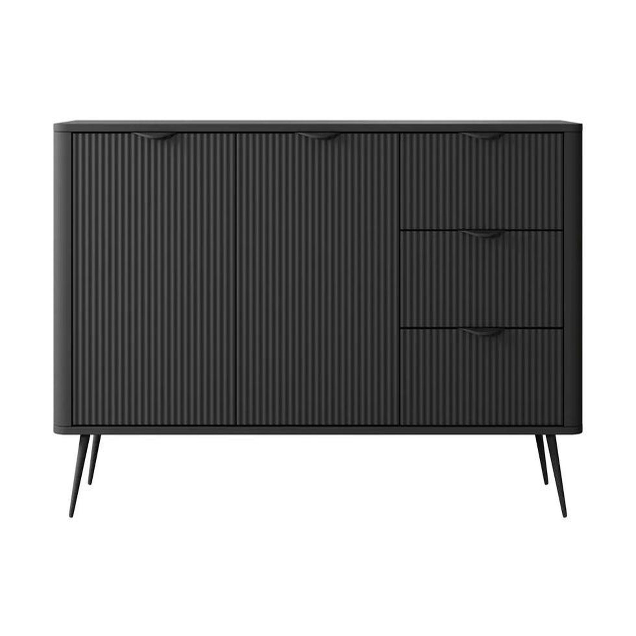 CASANOVA PARIS Joudy - buffet 2 portes 163cmeffet rainuré. Coloris disponibles : Blanc, Noir, Beige
