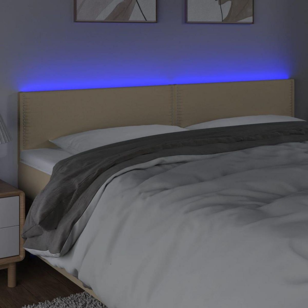 VIDAXL Tete de lit a LED Creme 160x5x78/88 cm Tissu