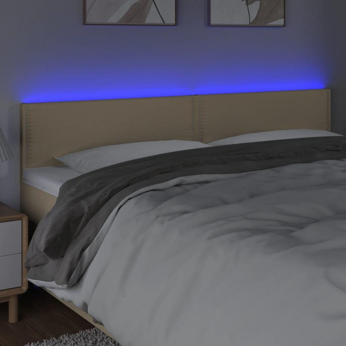 VIDAXL Tete de lit a LED Creme 160x5x78/88 cm Tissu