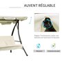 Voir la diapositive 5 : OUTSUNNY Balancelle de jardin convertible 3 places grand confort inclinaison toit réglable matelas et coussins fournis 2L x 1,25l x 1,7H m métal polyester noir et crème