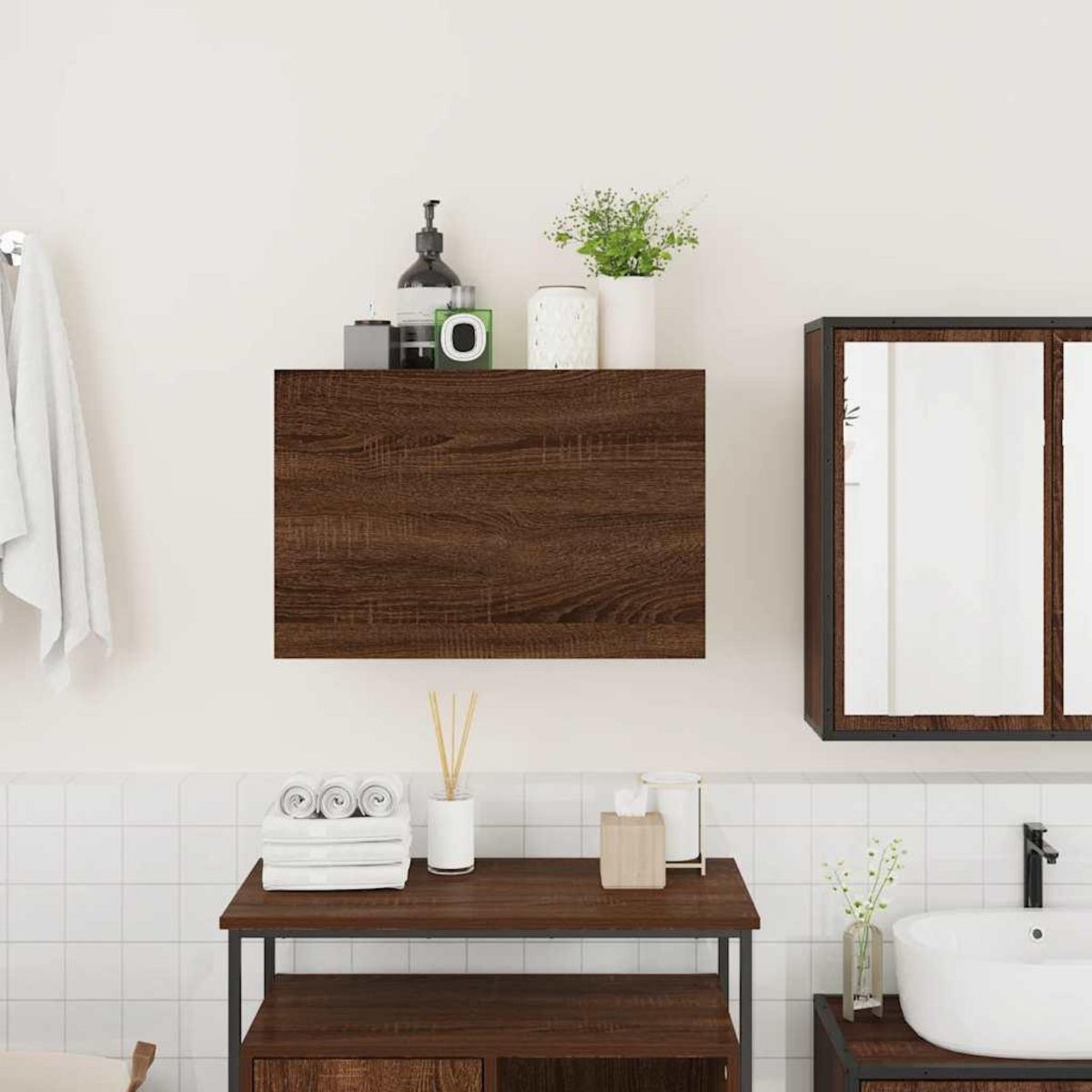 VIDAXL Armoire murale de bain chene marron 60x25x40 cm bois ingenierie