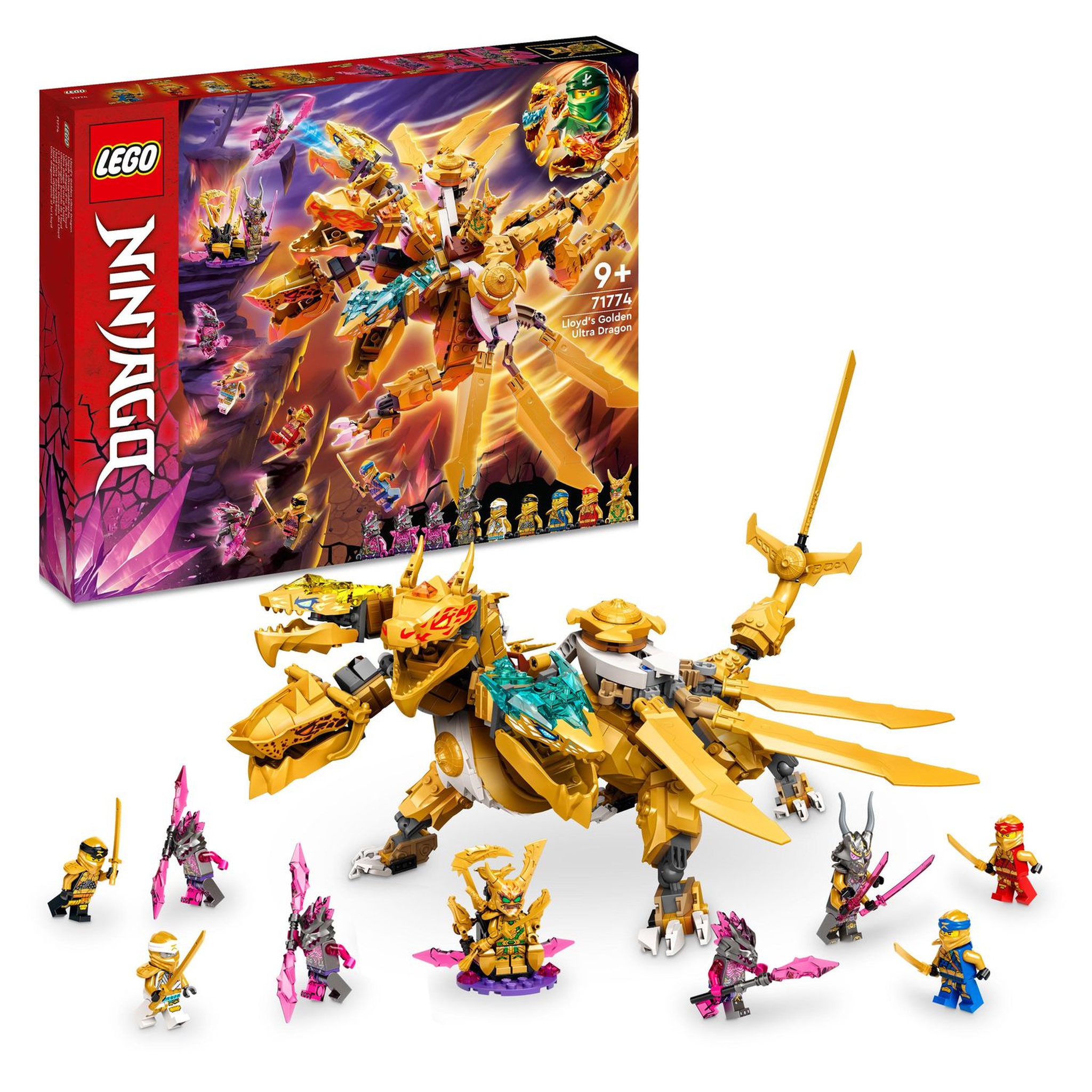 Voir la diapositive 2 : LEGO NINJAGO 71774 L&rsquo;Ultra Dragon d&rsquo;Or de Lloyd, Jouet avec Figurines Kai et Zane 