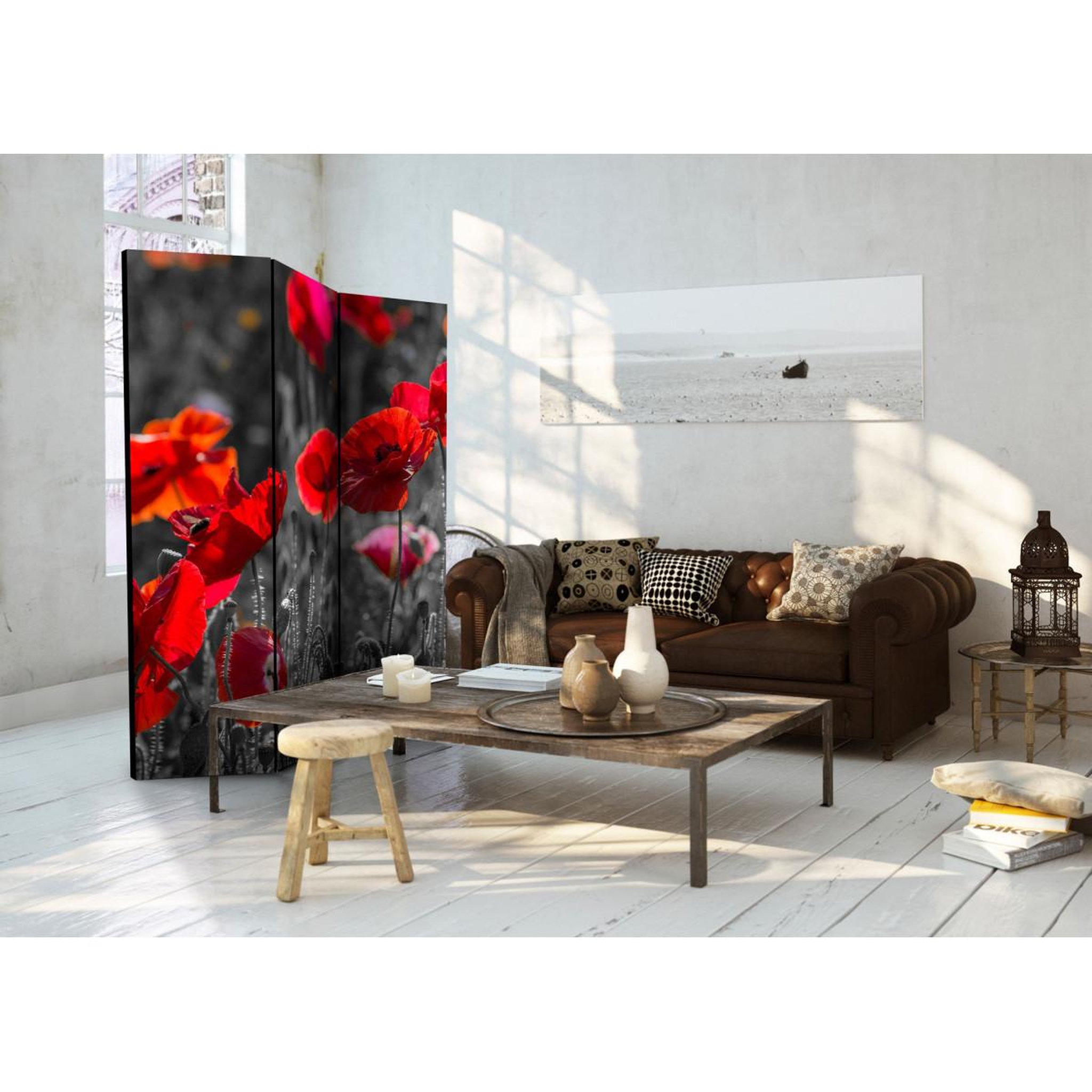 Voir la diapositive 2 : Paris Prix Paravent 3 volets  red poppies  135x172cm
