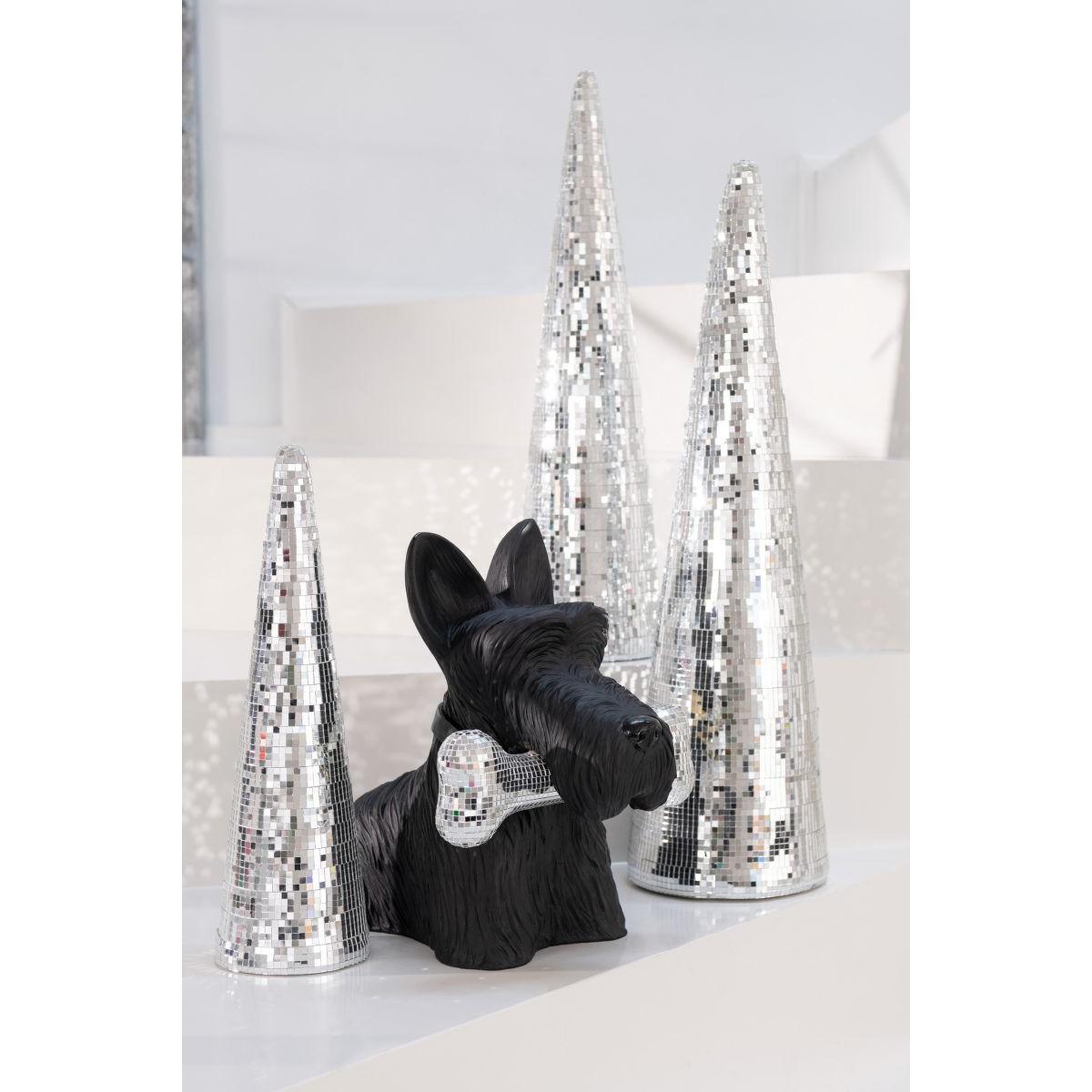 Voir la diapositive 3 : J-LINE Cône miroir déco  lyle  56cm argent