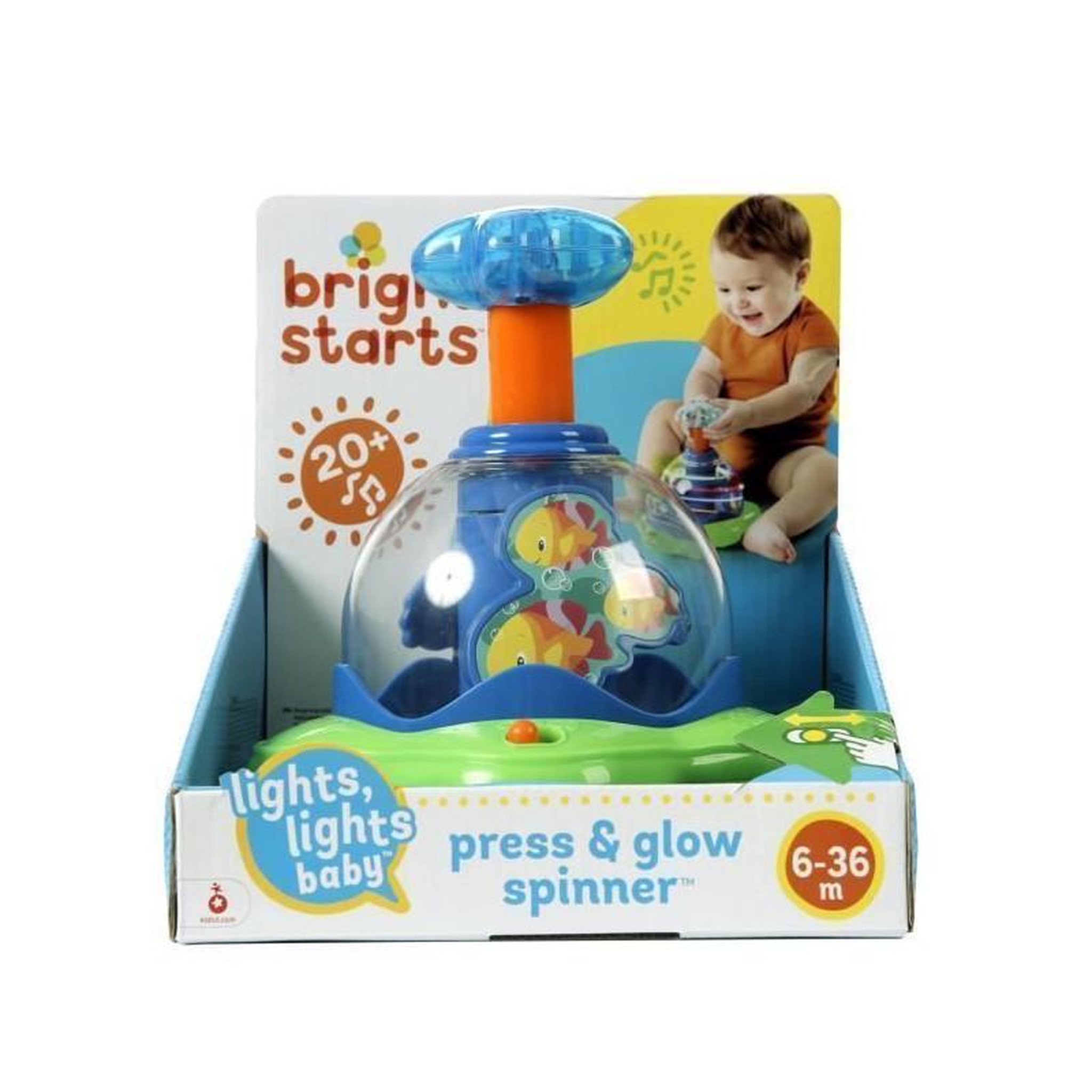 Voir la diapositive 2 : Bright Starts BRIGHT STARTS Jouet etoile musicale Press + Glow Spinner
