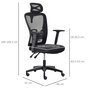Voir la diapositive 3 : VINSETTO Fauteuil de bureau manager grand confort dossier ergonomique inclinable hauteur assise réglable pivotant tissu maille noir