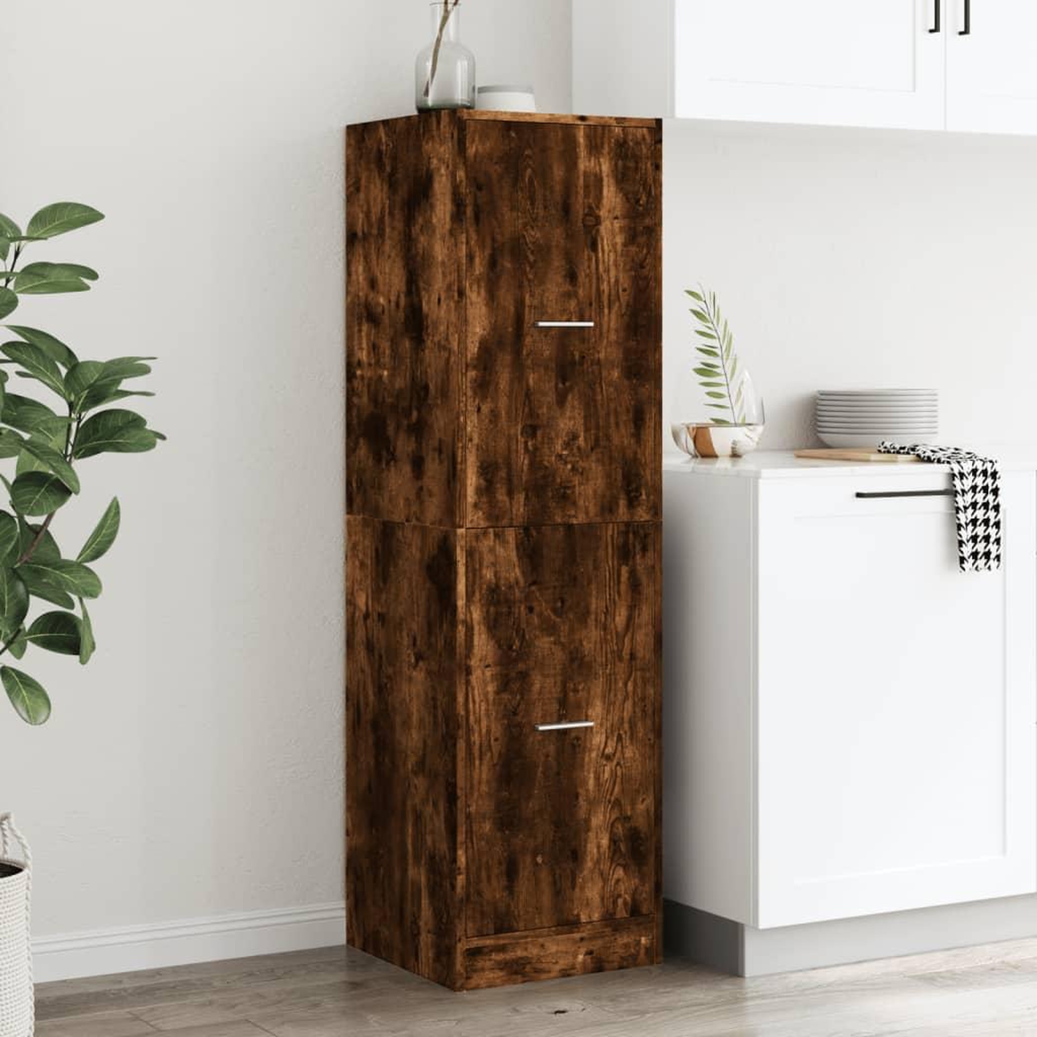 Voir la diapositive 4 : VIDAXL Armoire d'apothicaire chene fume 40x41x144,5 cm bois ingenierie