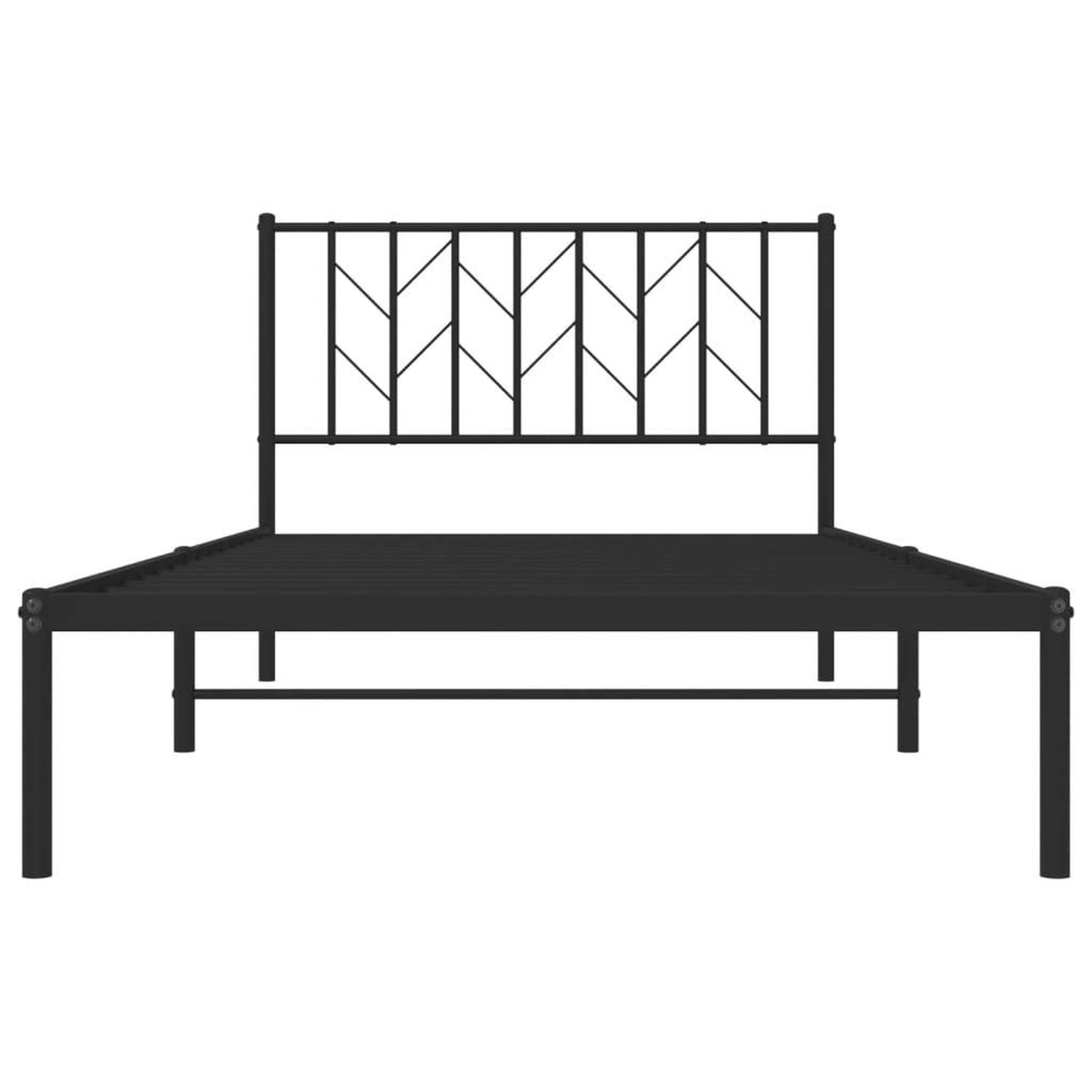 Voir la diapositive 5 : VIDAXL Cadre de lit metal sans matelas avec tete de lit noir 107x203cm