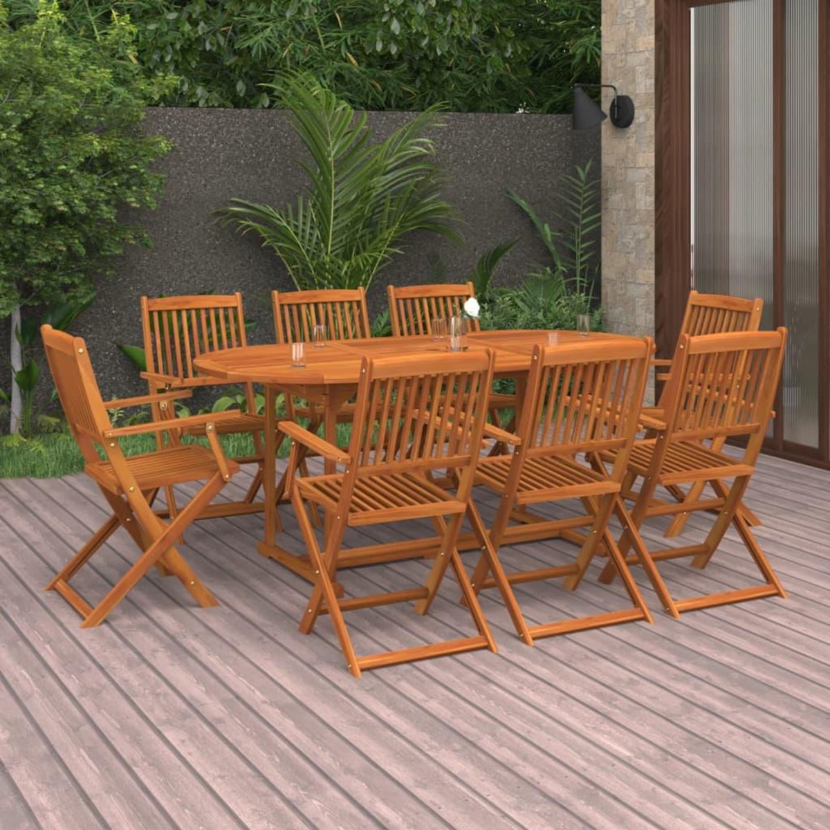 VIDAXL Ensemble a manger de jardin 9 pcs bois massif d'acacia