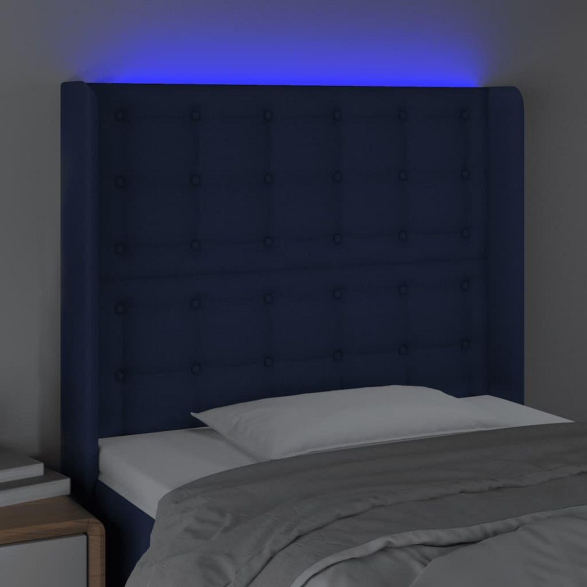 VIDAXL Tete de lit a LED Bleu 83x16x118/128 cm Tissu