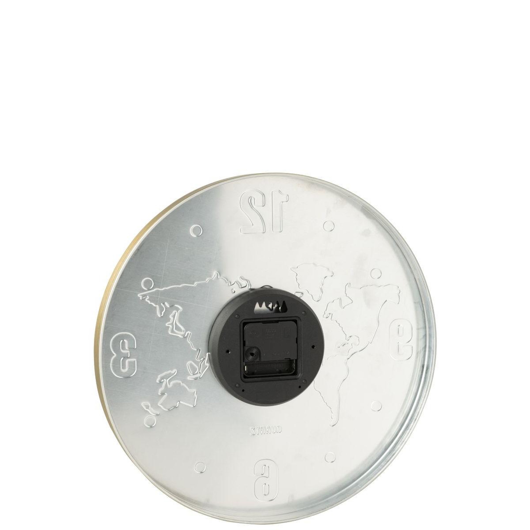 Voir la diapositive 2 : J-LINE Horloge murale en métal  carte du monde  35cm doré