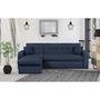 Voir la diapositive 2 : MARKET24 Canapé d'angle convertible et réversible 3 places ROMAN - Tissu bleu foncé - Coffre de rangement - L235 x H81 x P 85/153 cm