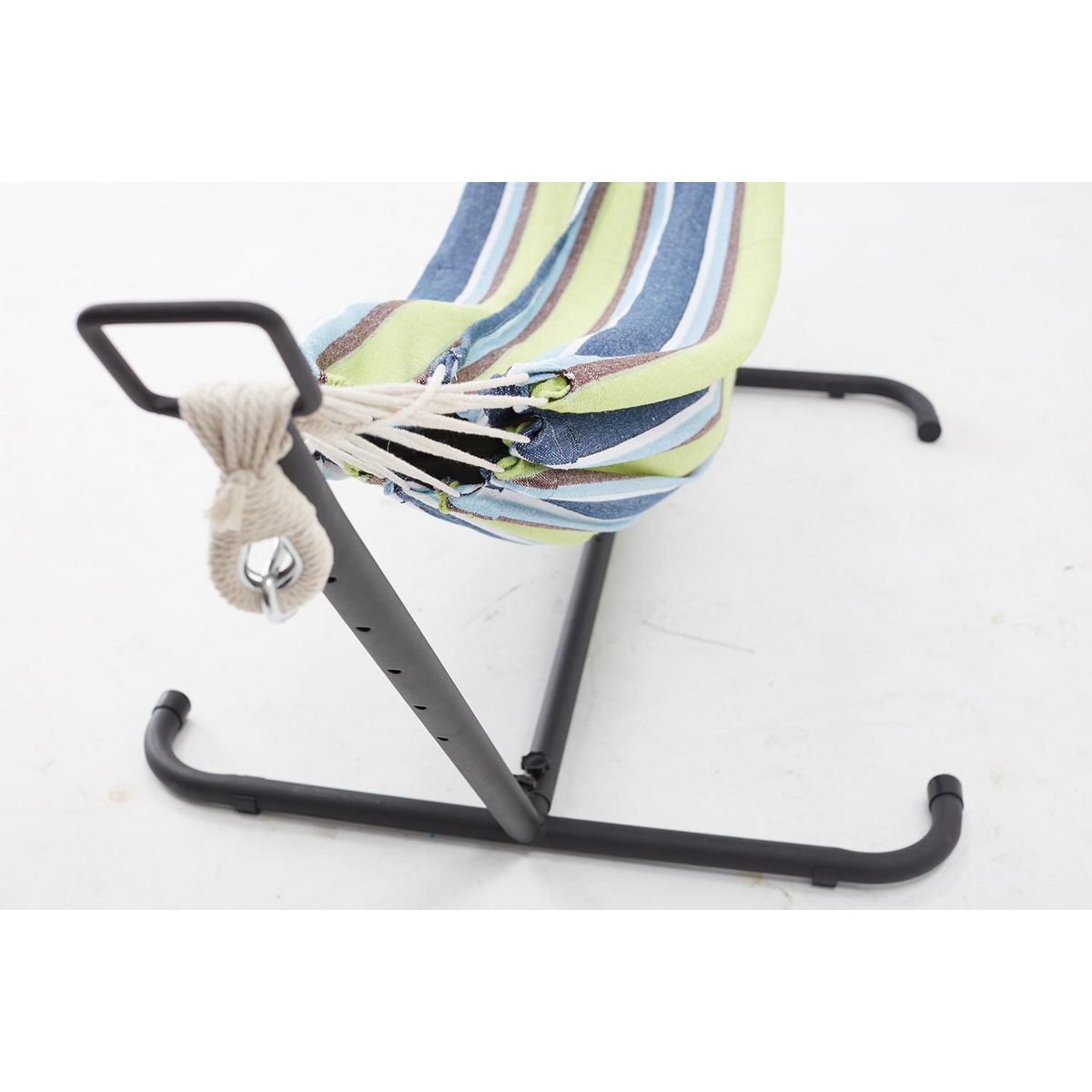 CONCEPT USINE Hamac sur pied 2,6 m avec toile en polyester bleu et vert COPACABANA