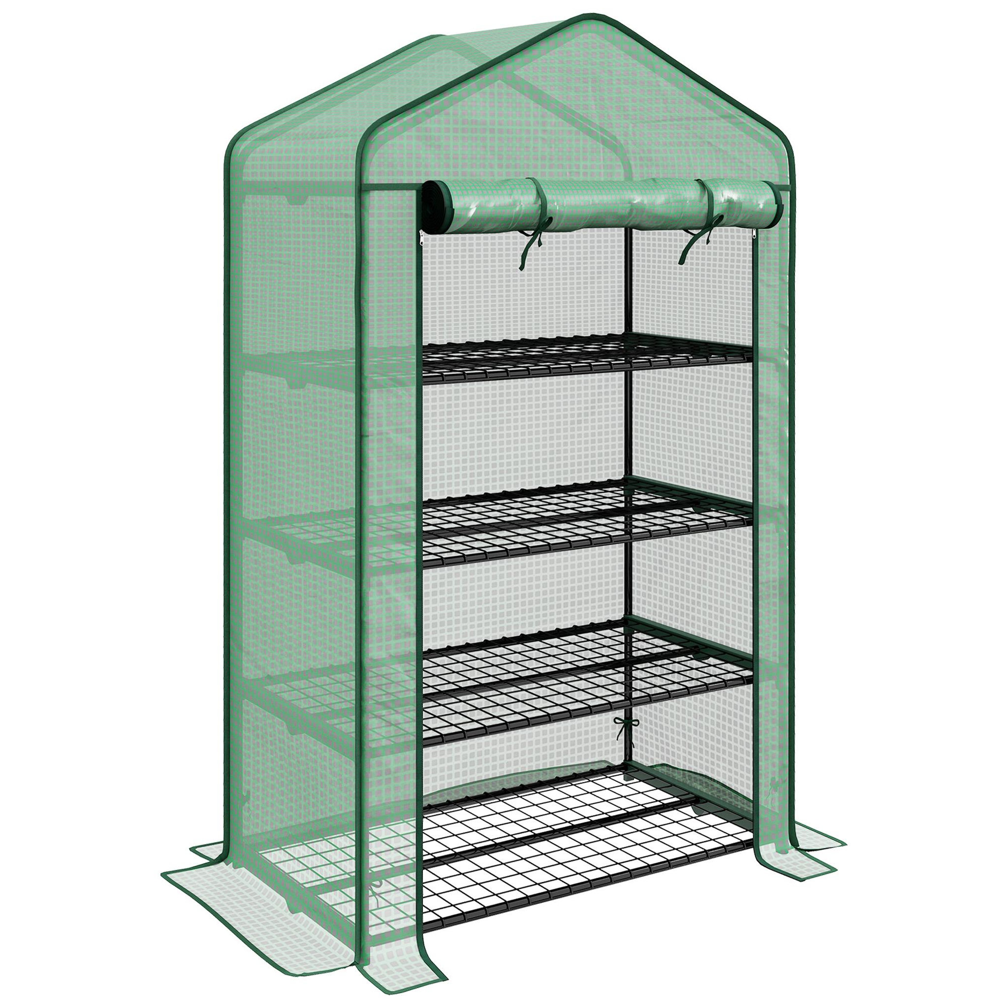 OUTSUNNY Serre de jardin balcon étagère serre 4 niveaux acier bâche PE haute densité vert