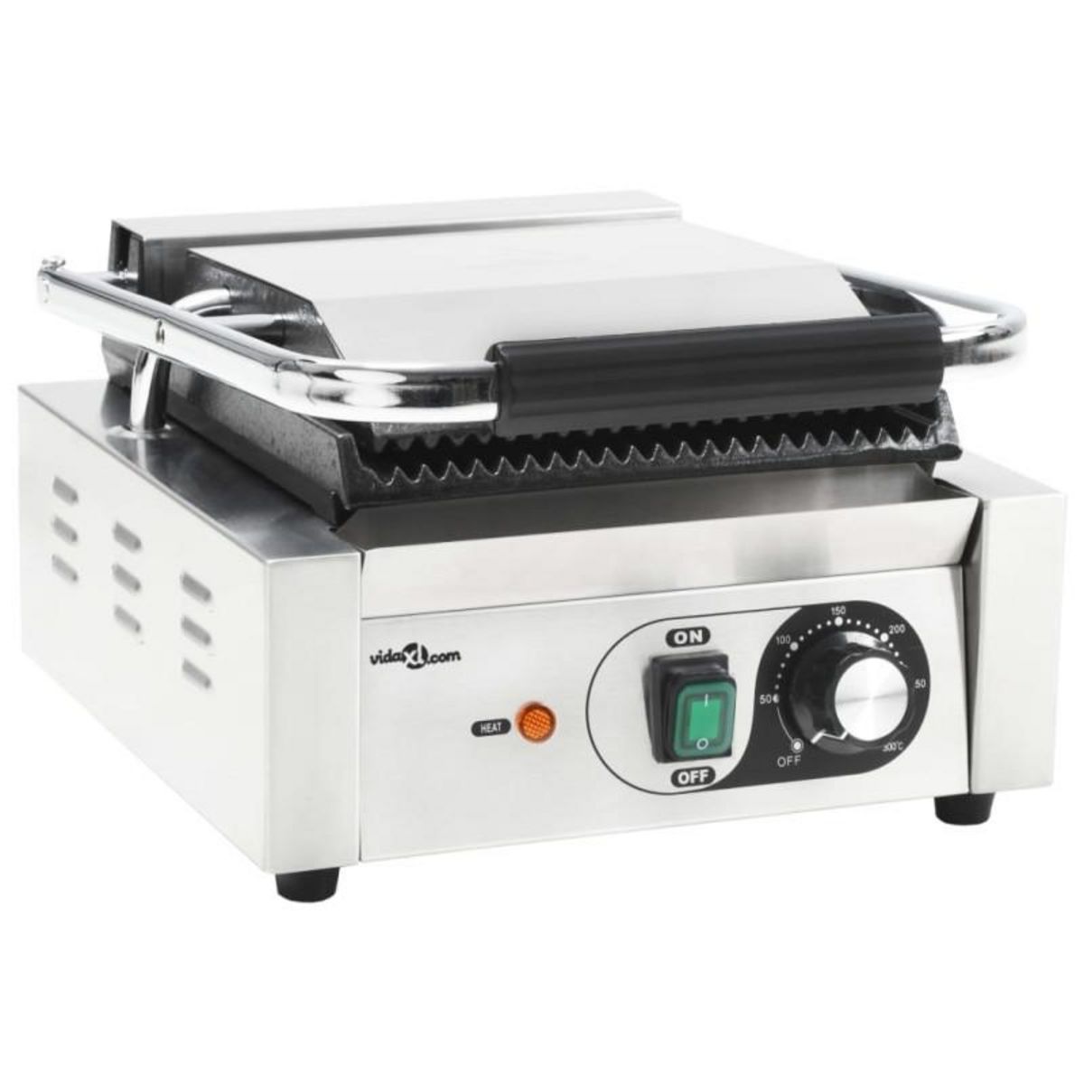 VIDAXL Grill pour panini rainuré Acier inoxydable 1800 W 31x30,5x20 cm