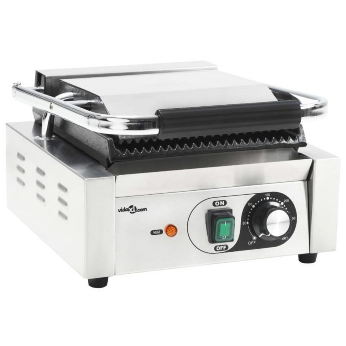 VIDAXL Grill pour panini rainuré Acier inoxydable 1800 W 31x30,5x20 cm