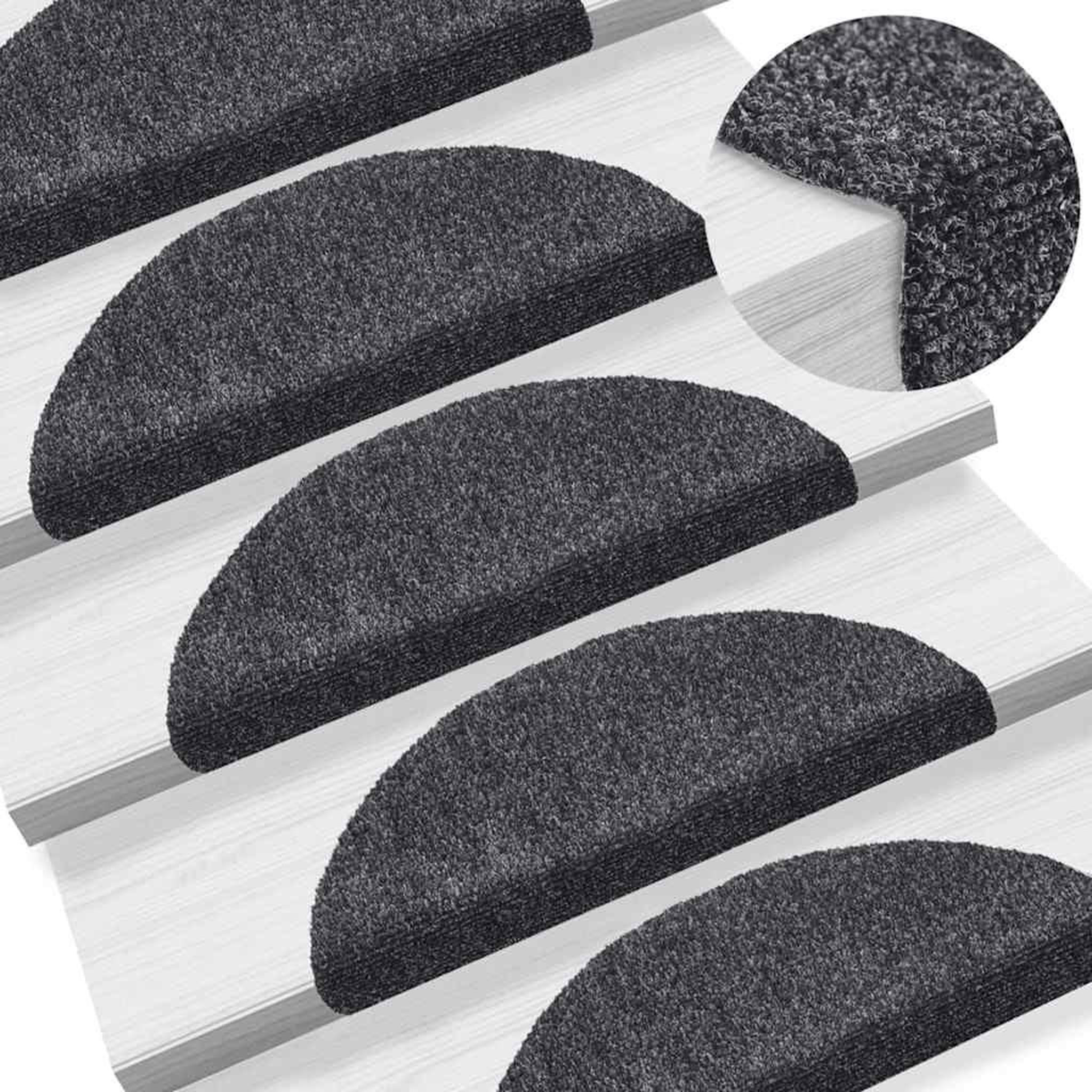 Voir la diapositive 5 : VIDAXL Tapis d'escalier auto-adhesifs 30 pcs gris fonce 56x17x3 cm