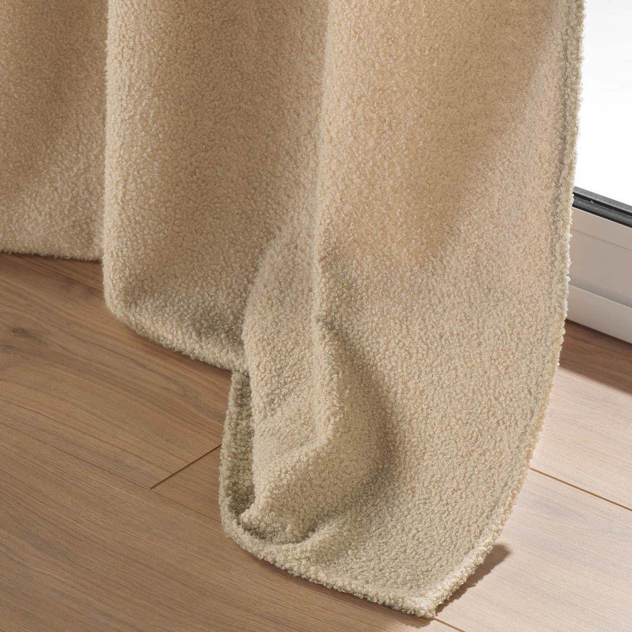 Voir la diapositive 3 : Douceur d'Intérieur Rideau à œillets bouclette  wooly  140x240cm beige
