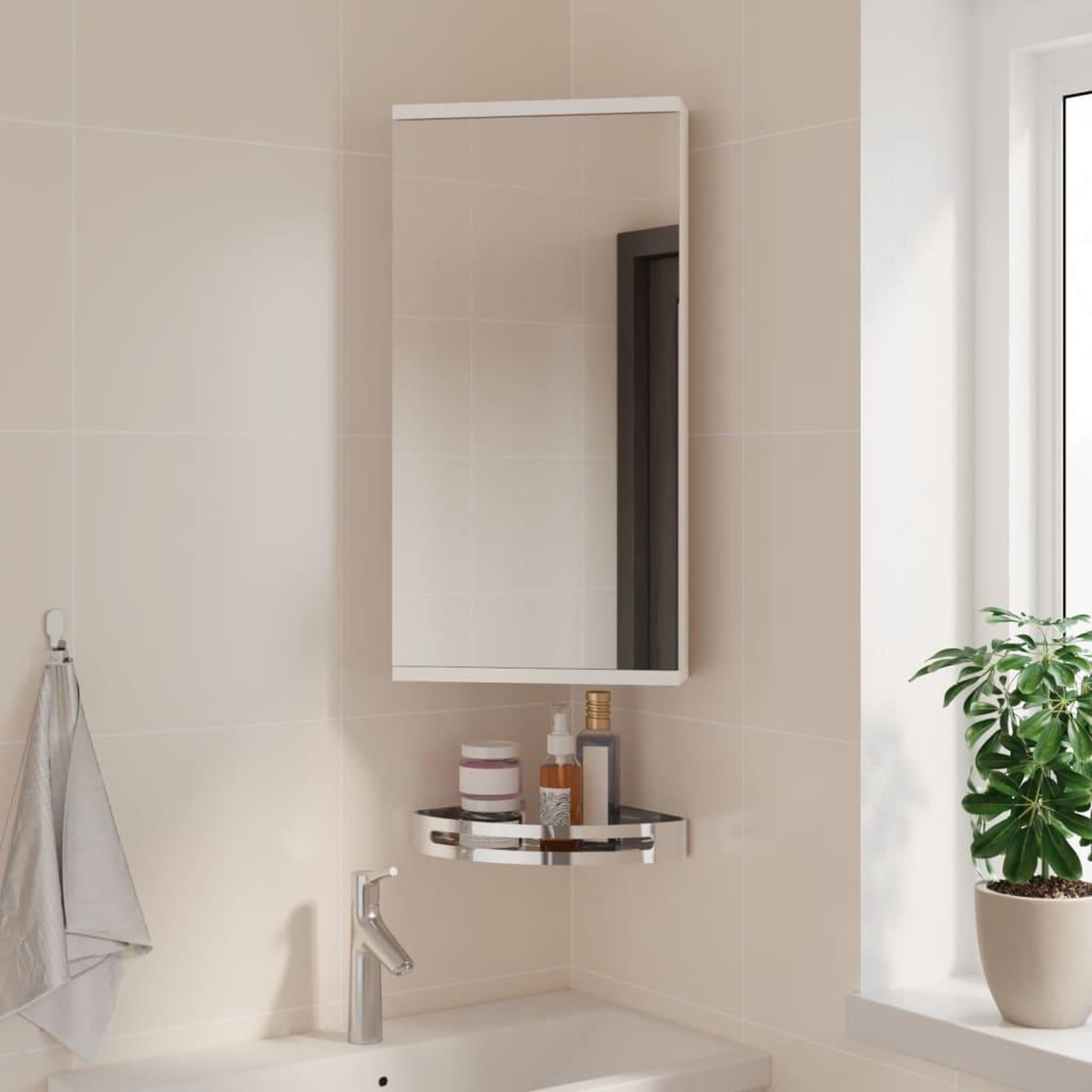 VIDAXL Armoire de bain a miroir d'angle blanc 30x24x60 cm