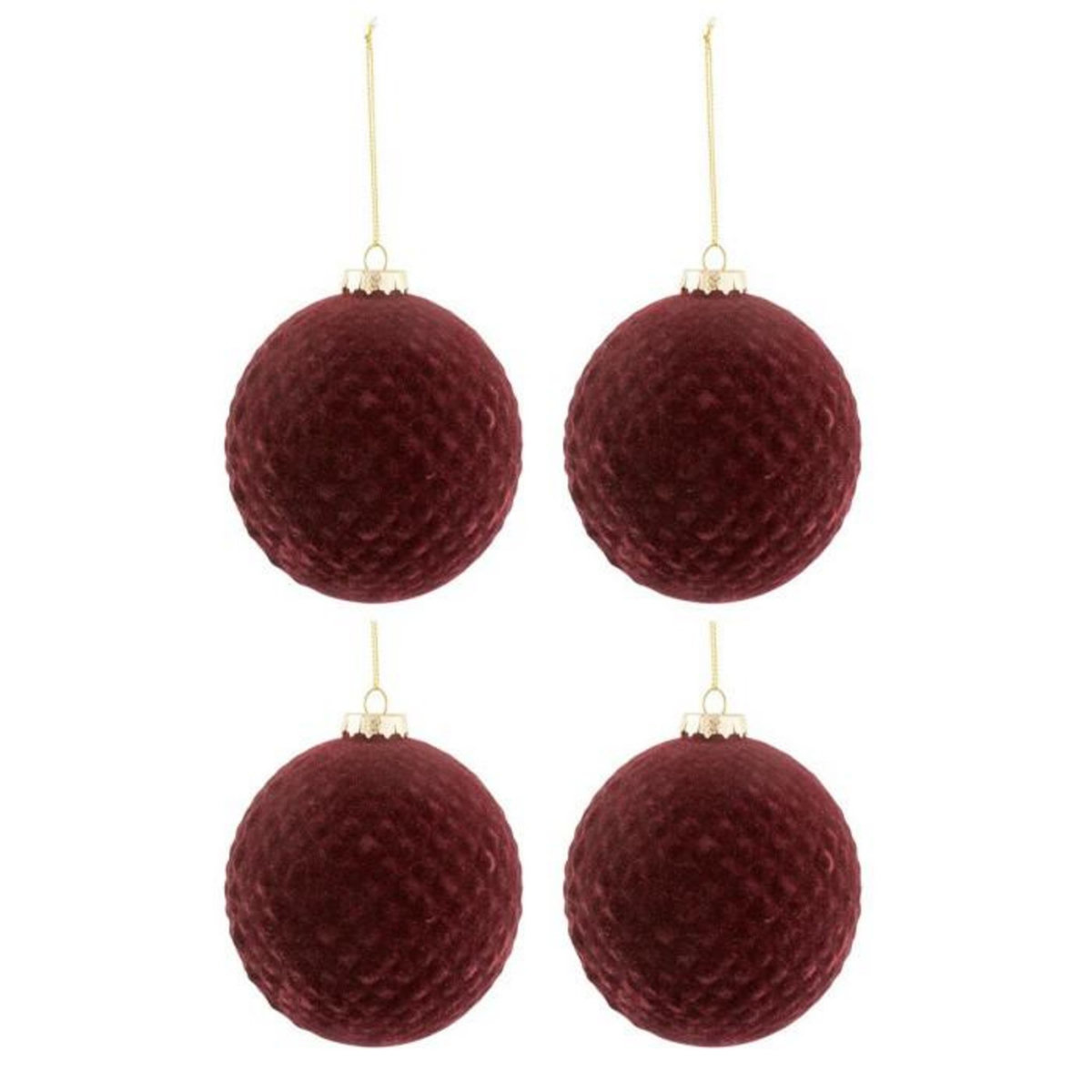 Paris Prix Lot de 4 Boules de Noël  Motifs  10cm Bordeaux
