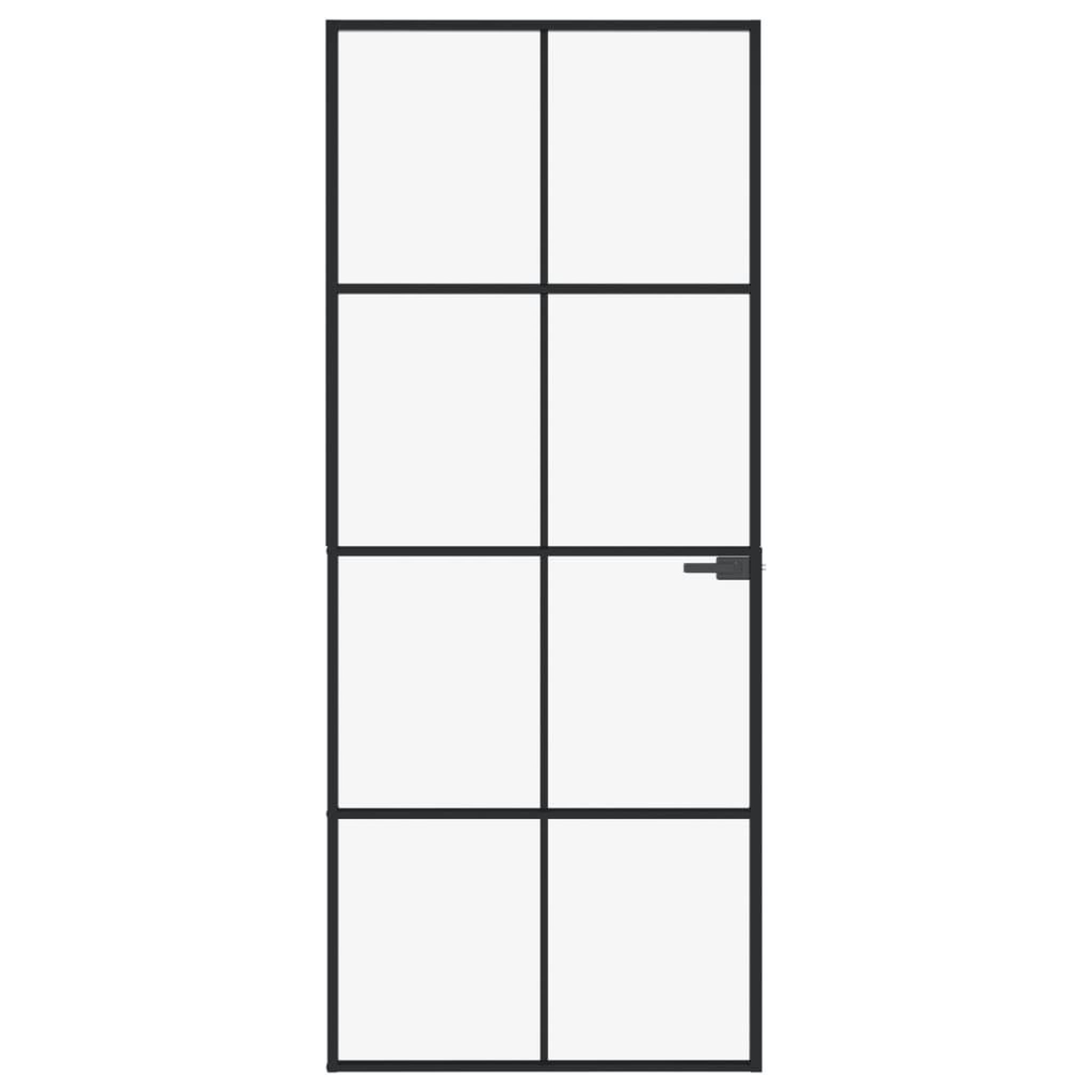 Voir la diapositive 3 : VIDAXL Porte d'interieur Noir 83x201,5 cm Trempe verre aluminium fin