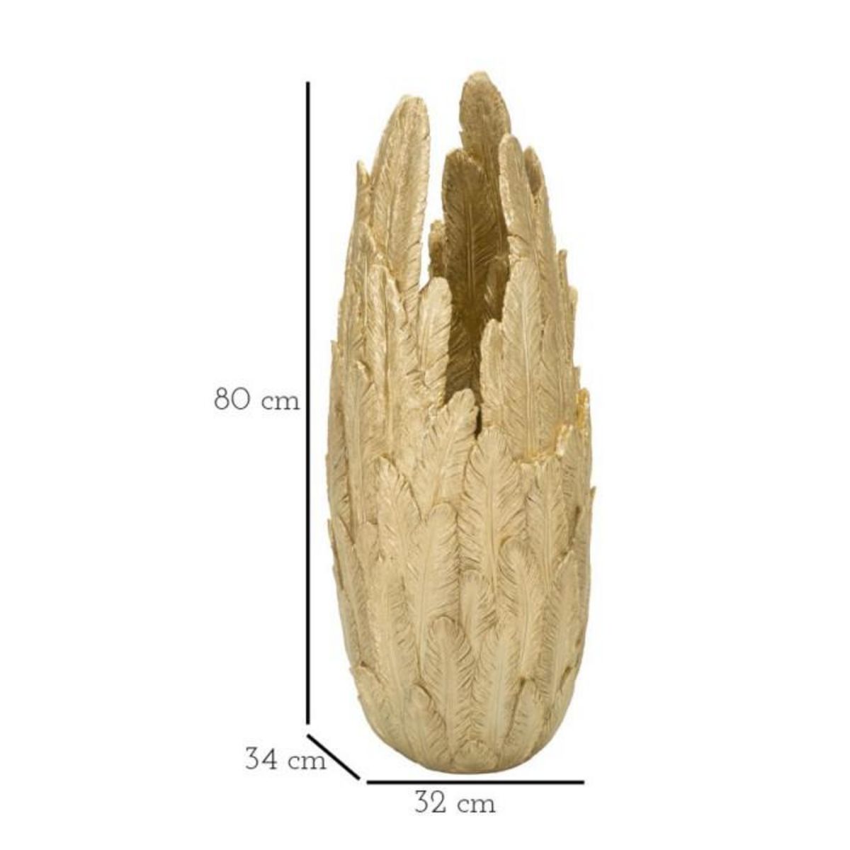 Paris Prix Vase Design Plumes  Feathers  80cm Or