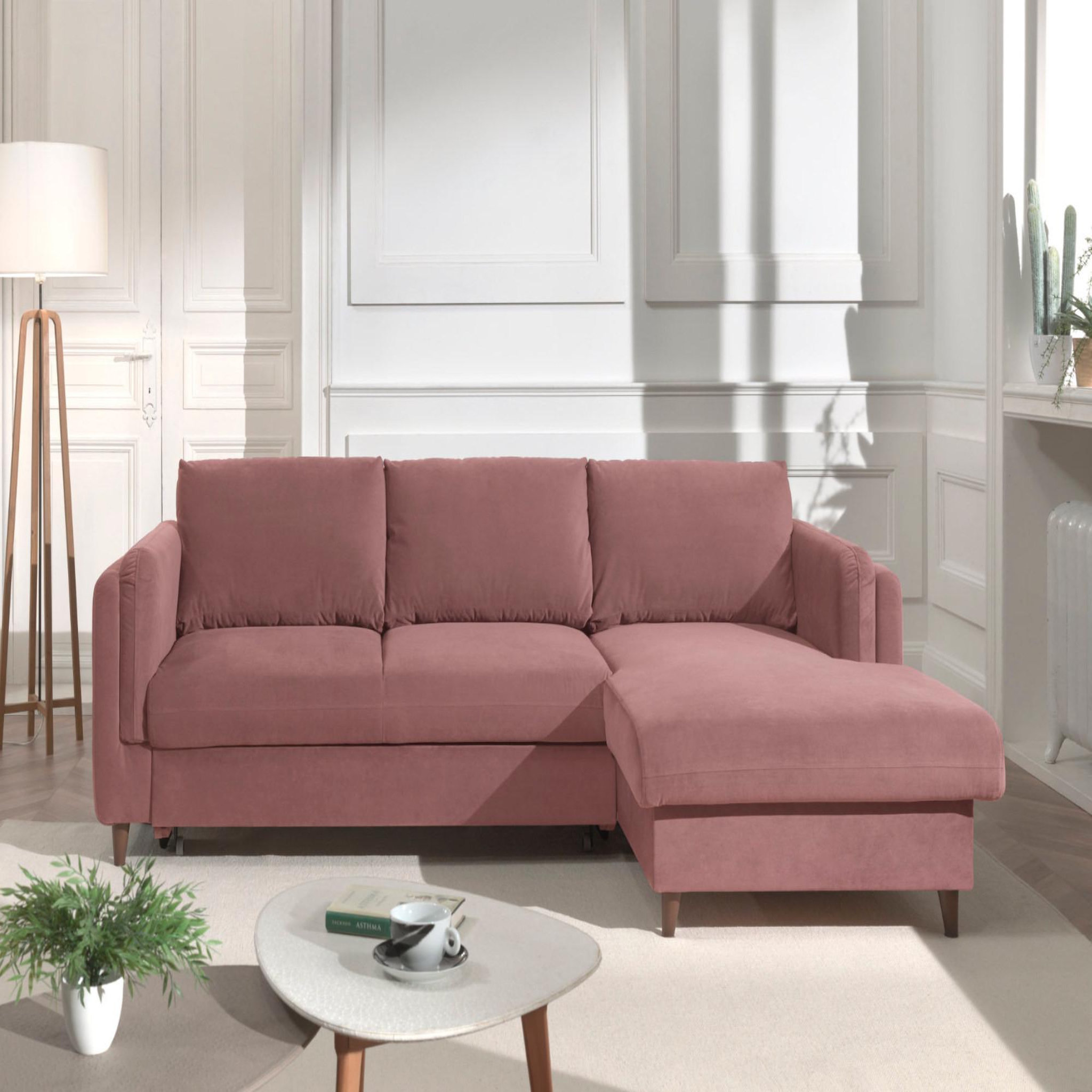 Voir la diapositive 6 : BEST MOBILIER Brooke - canapé d'angle droit - convertible avec coffre - 4 places - en velours