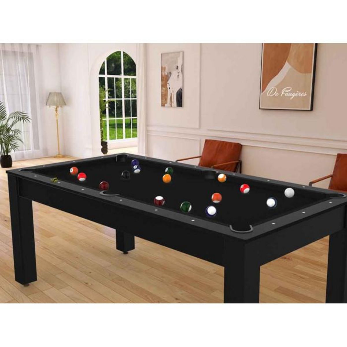 Paris Prix Table de Billard Convertible  Oregon  213cm Noir Grainé