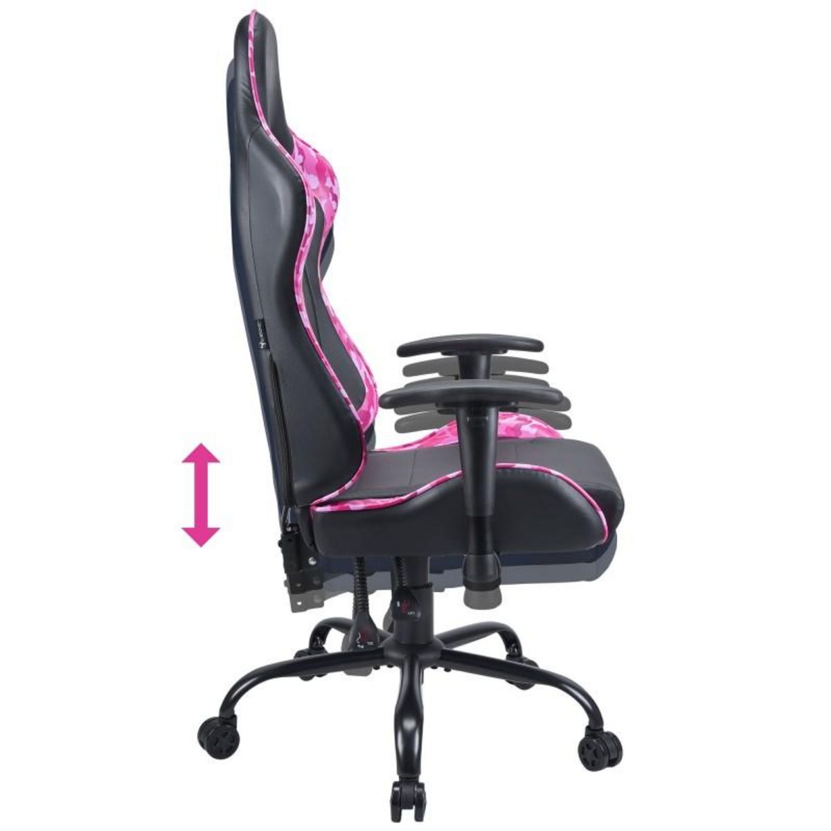 Subsonic Chaise gaming, fauteuil gamer Noir et rose taille L