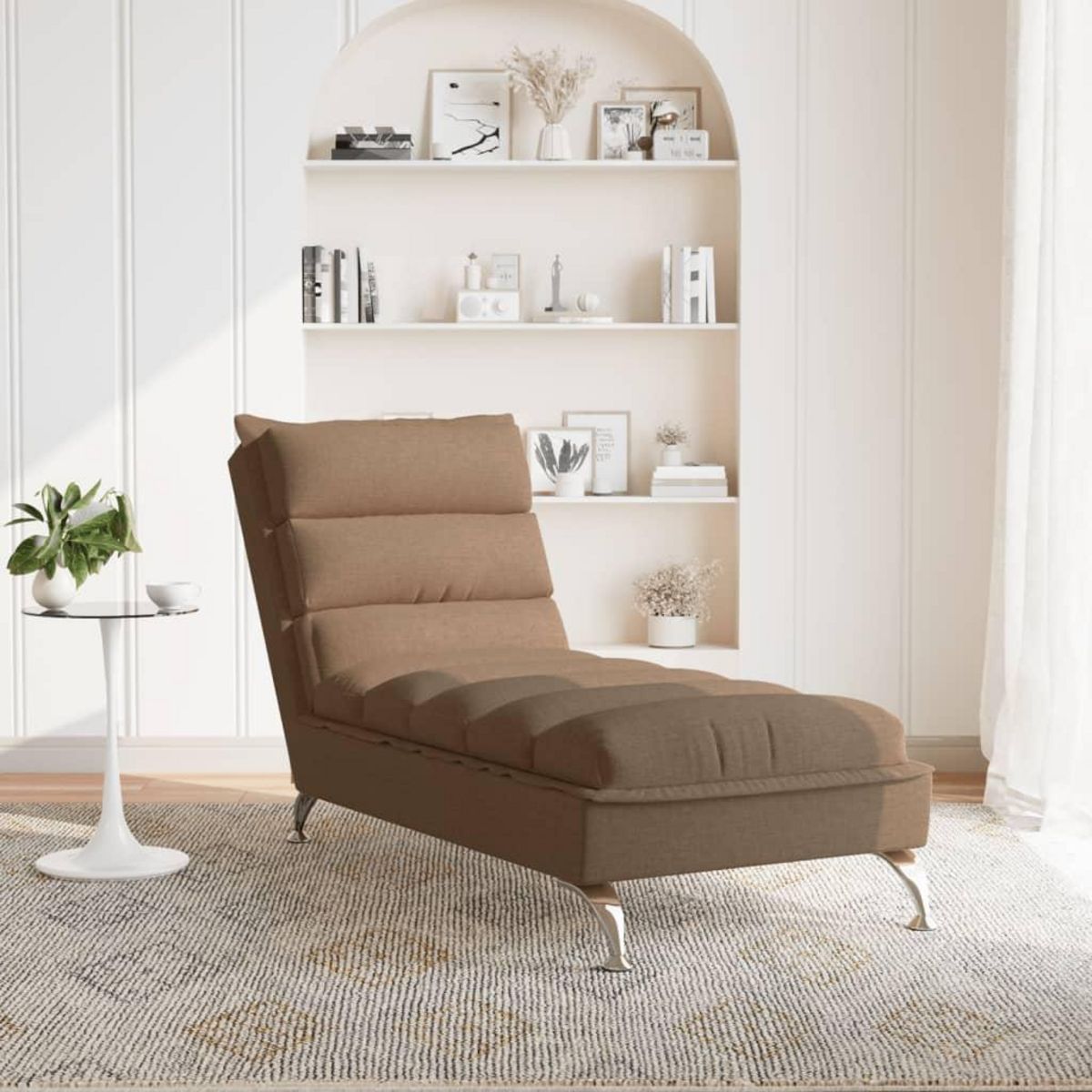 VIDAXL Chaise longue avec coussins marron tissu