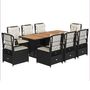 Voir la diapositive 2 : VIDAXL Ensemble a manger de jardin 9pcs coussins noir resine tressee