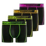 FREEGUN Lot de 4 boxers homme Dynamic Soft Touch avec surpiqûres Mark. Coloris disponibles : Vert