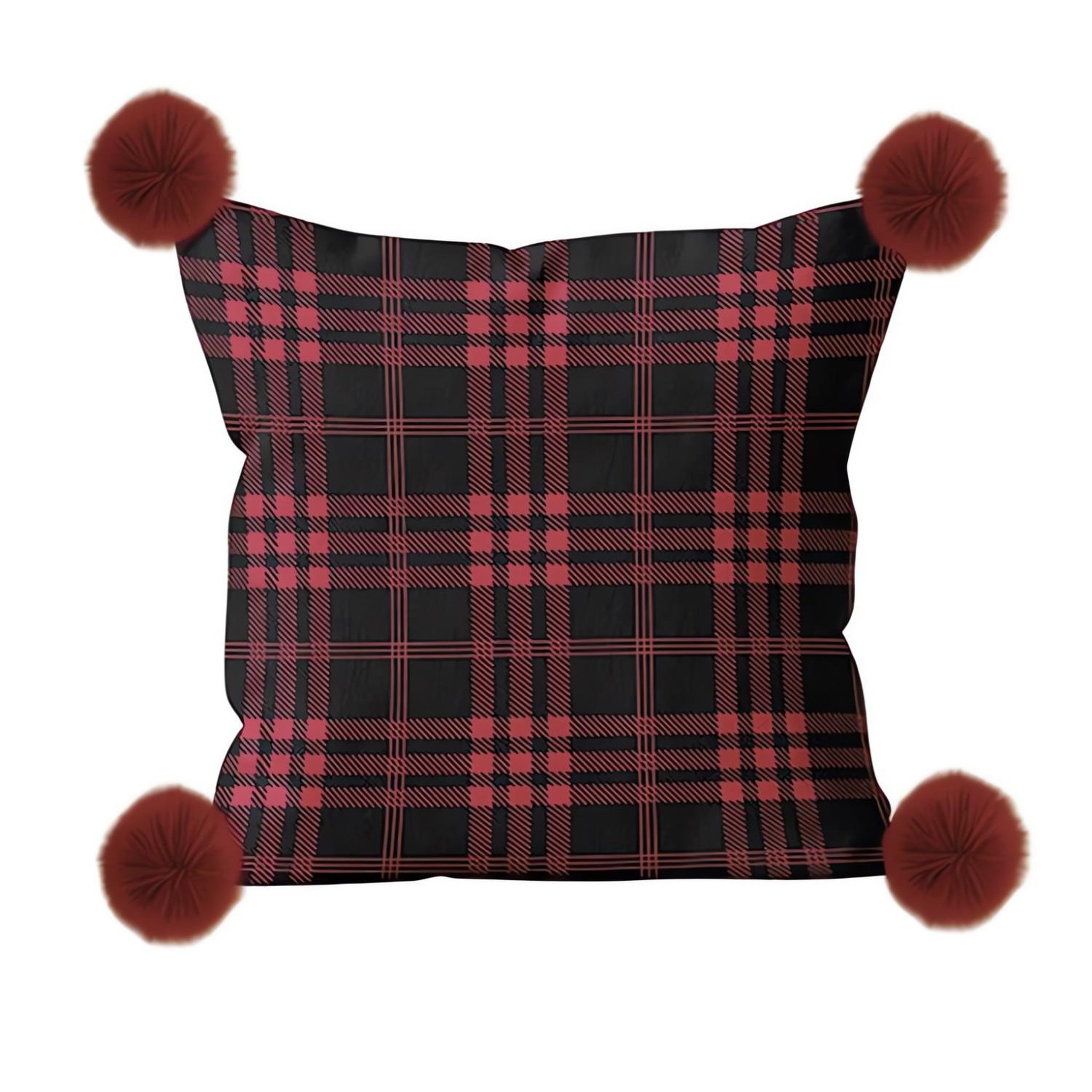 SOLEIL D'OCRE Coussin en polaire microfibre 45x45 cm carreaux tartan, par soleil d'ocre
