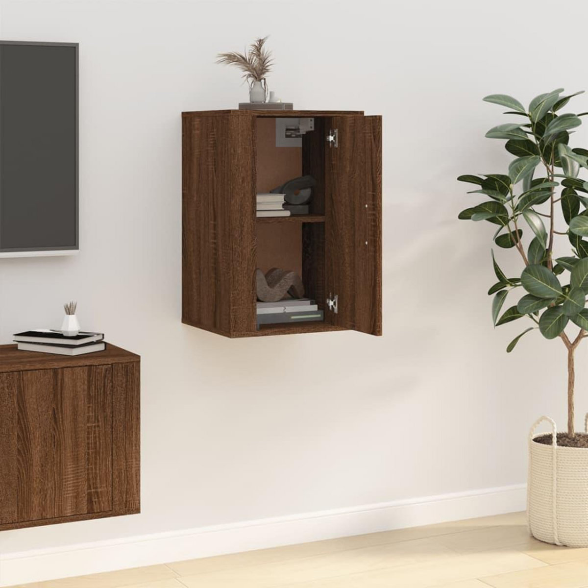 VIDAXL Meuble TV mural Chene marron 40x34,5x60 cm