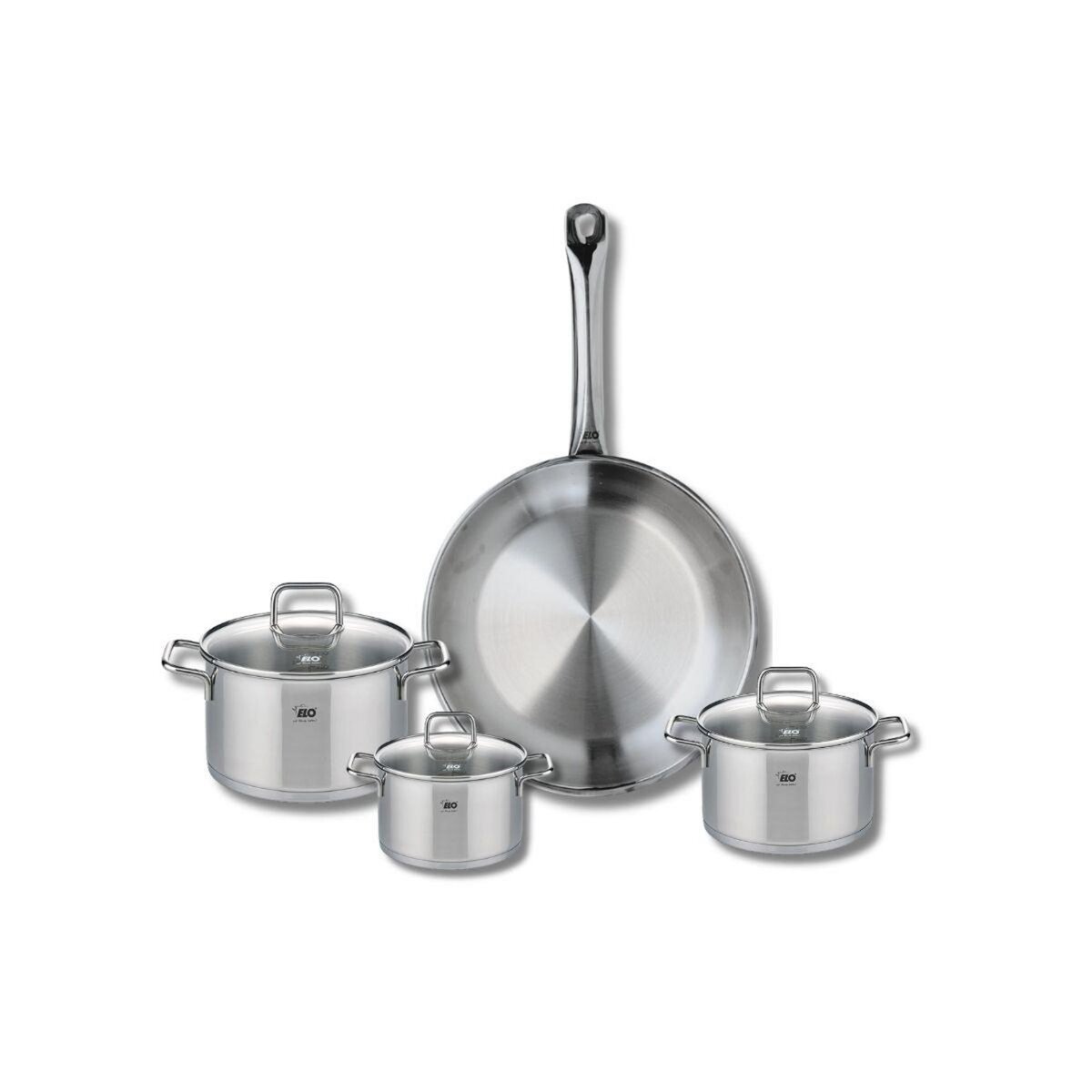 ELO Ensemble de 1 Poêle de cuisson 28 cm et 3 faitouts 12, 14 et 16 cm Elo Profi Citrin
